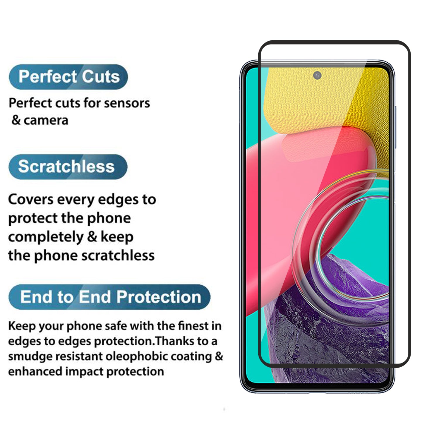 Tempered Glass for Samsung Galaxy M52 5G / Samsung Galaxy M53 (Black) Edge to Edge , Pack of 1
