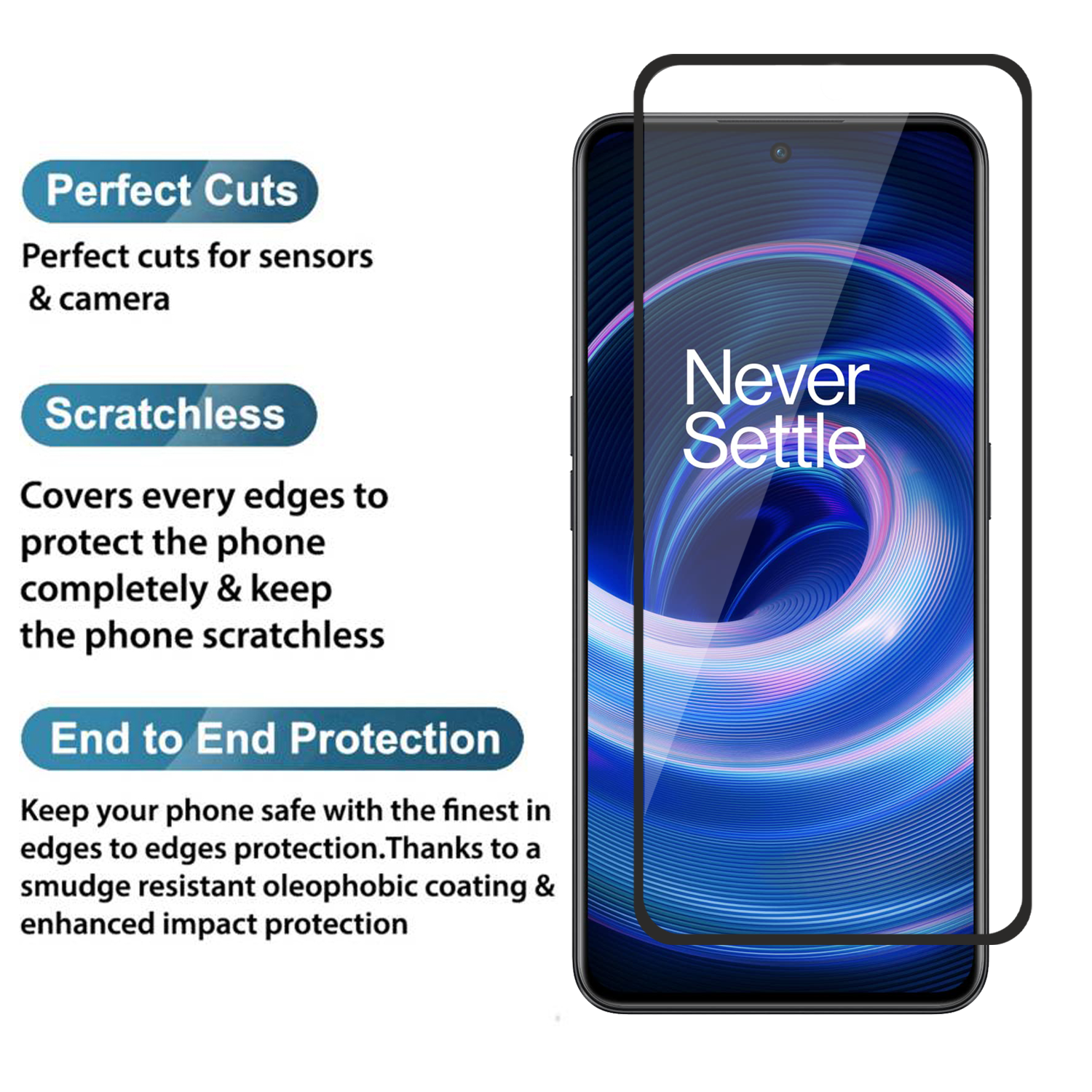 Tempered Glass for OnePlus 10R (Black) Edge to Edge , Pack of 1