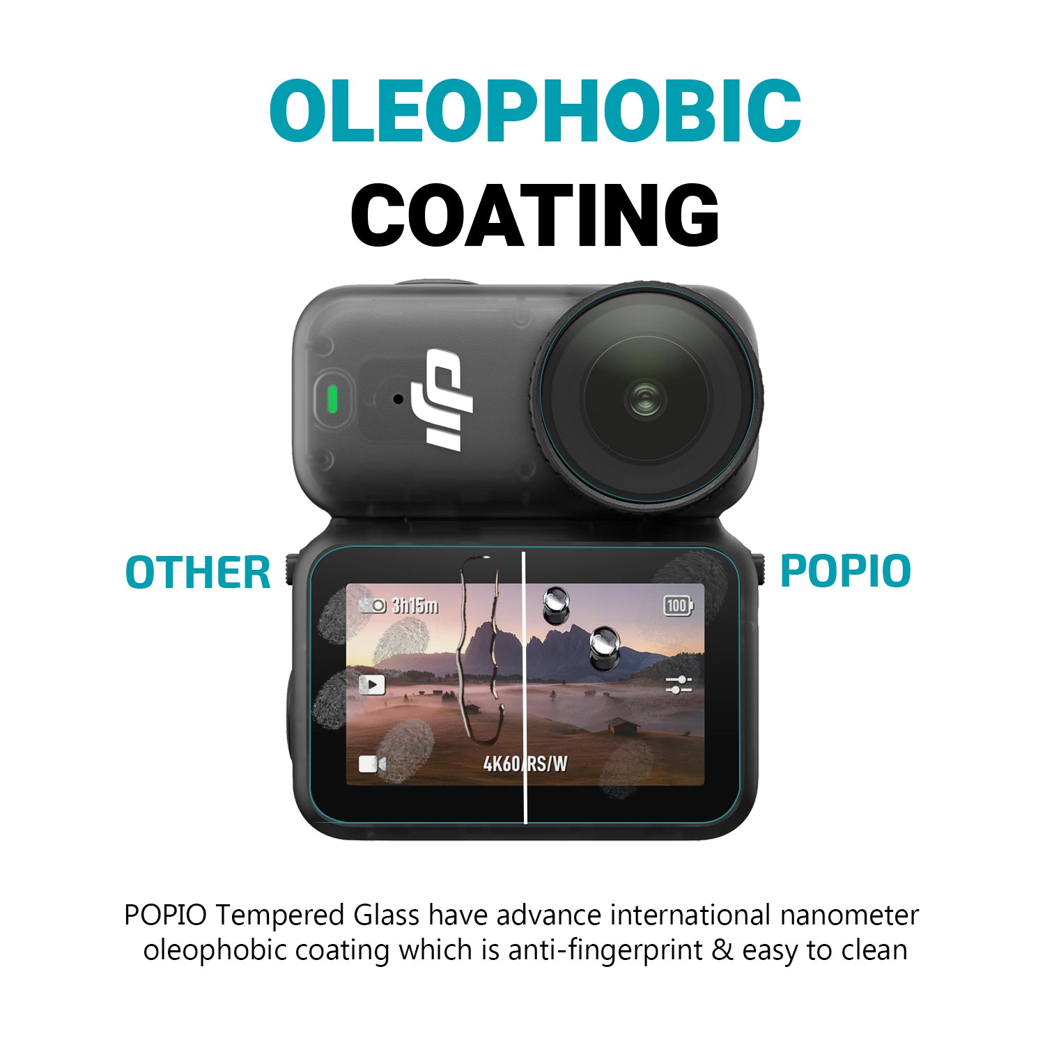 POPIO Military-Grade Gorilla Tempered Glass Compatible for DJI Osmo Nano Action Camera Screen Tempered Glass | Edge-to-Edge Coverage | Pack Of 2