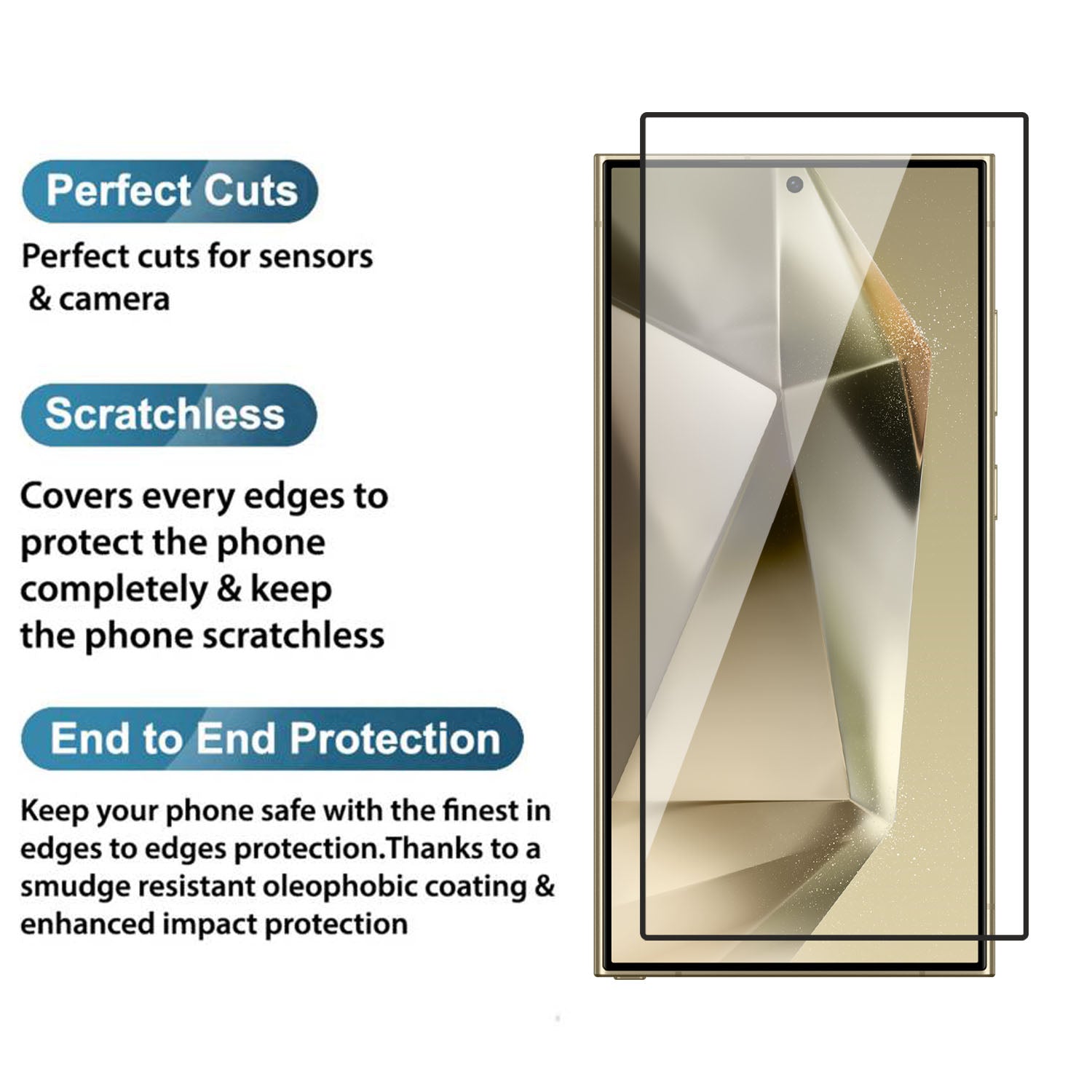 Tempered Glass for Samsung Galaxy S24 Ultra (Black) Edge to Edge , Pack of 1 ( No Guarantee for Finger Print )