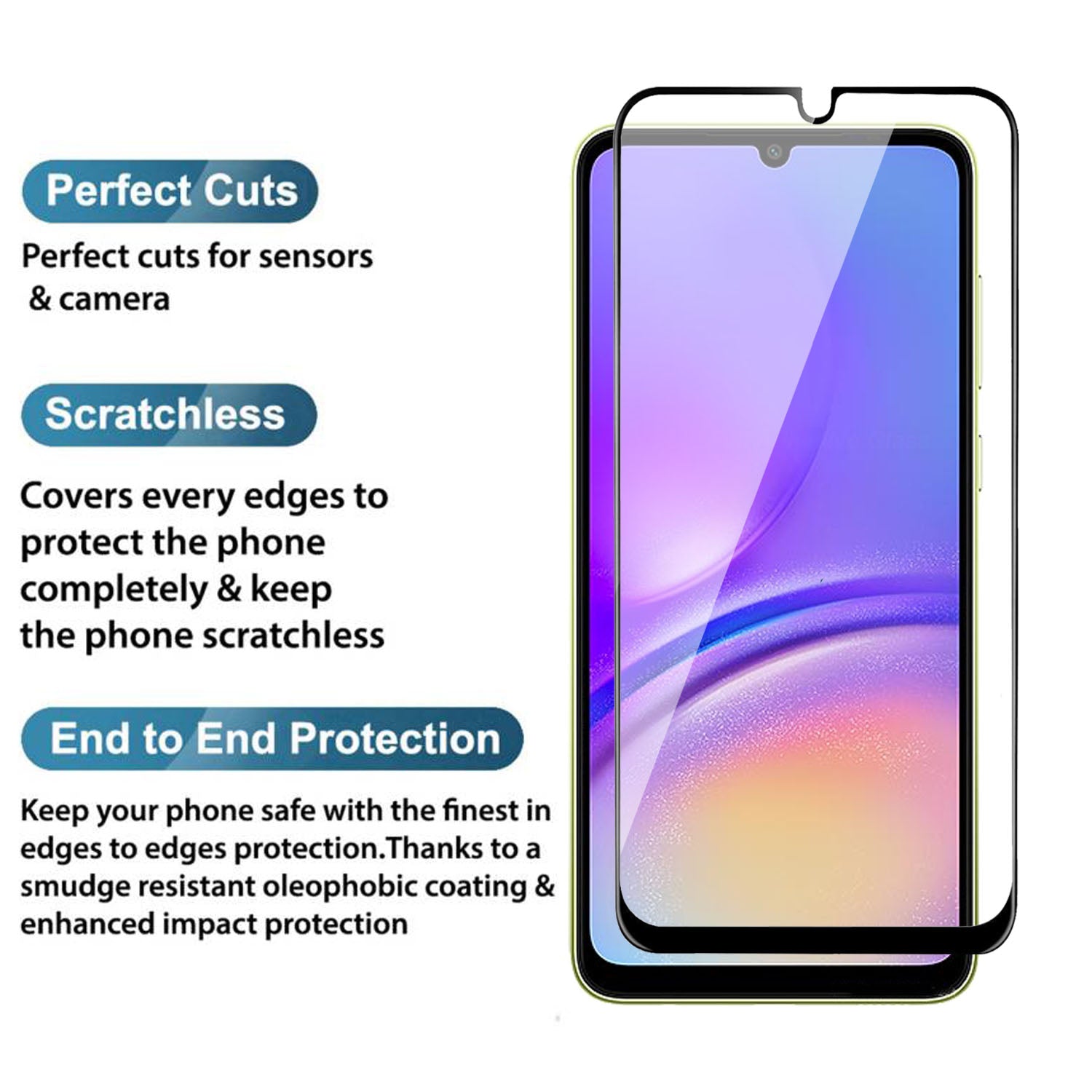Tempered Glass for Samsung Galaxy A05s (Black) Edge to Edge , Pack of 1
