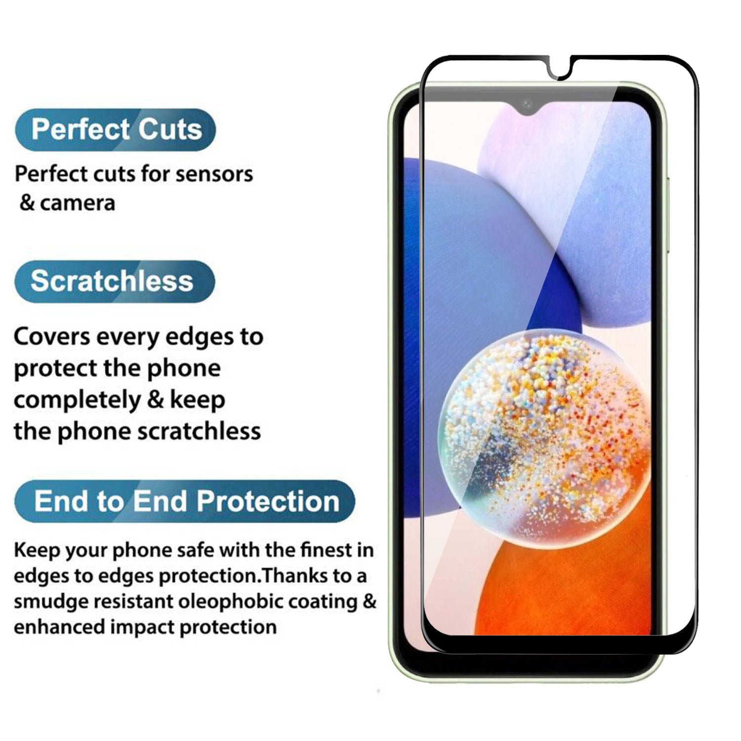 Tempered Glass for Samsung Galaxy A15 / A15 5G / F15 5G (Black) Edge to Edge , Pack of 1
