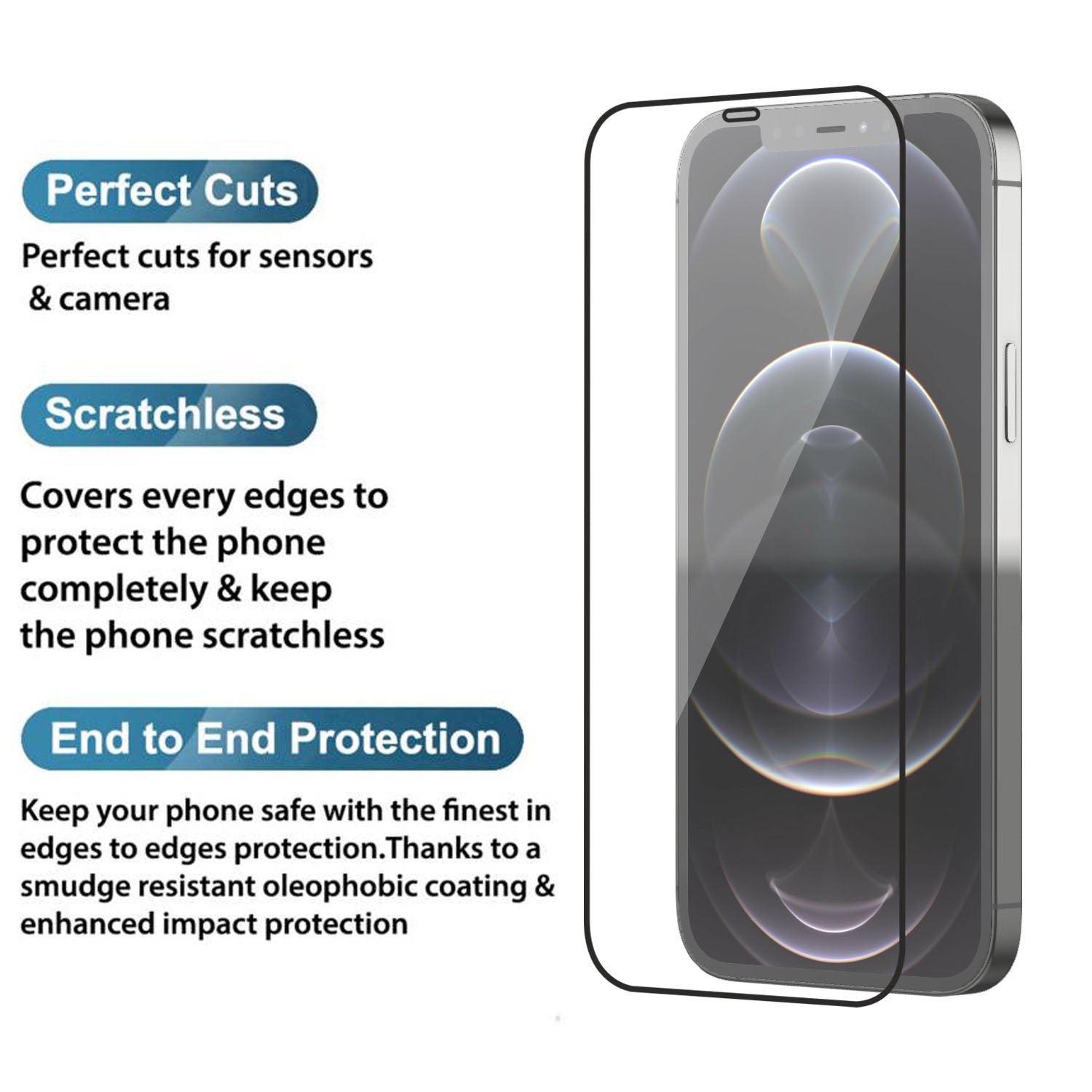 Tempered Glass for iPhone 12 Pro Max (Black) Edge to Edge , Pack of 1
