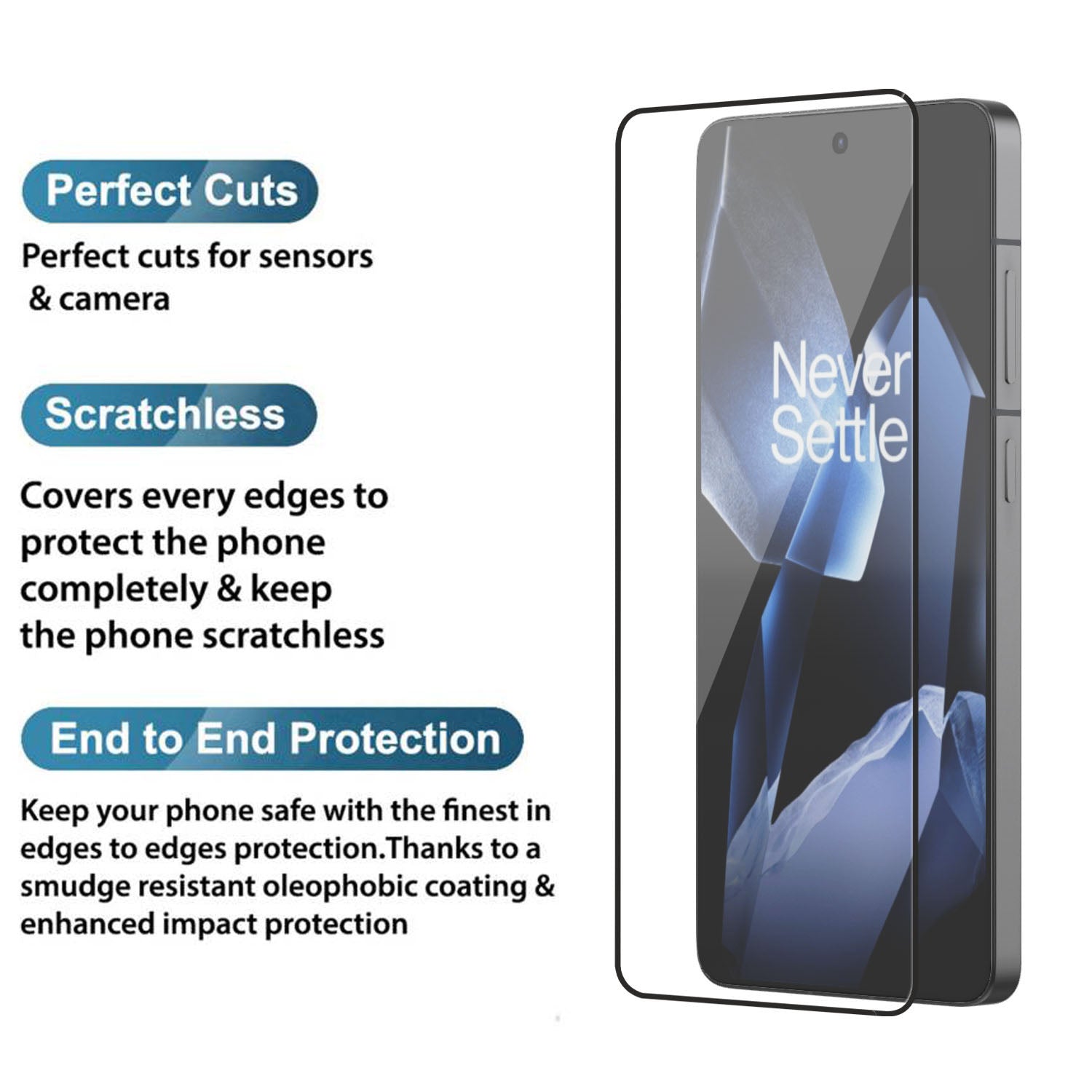 Tempered Glass for OnePlus 13R (Black) Edge to Edge , Pack of 1