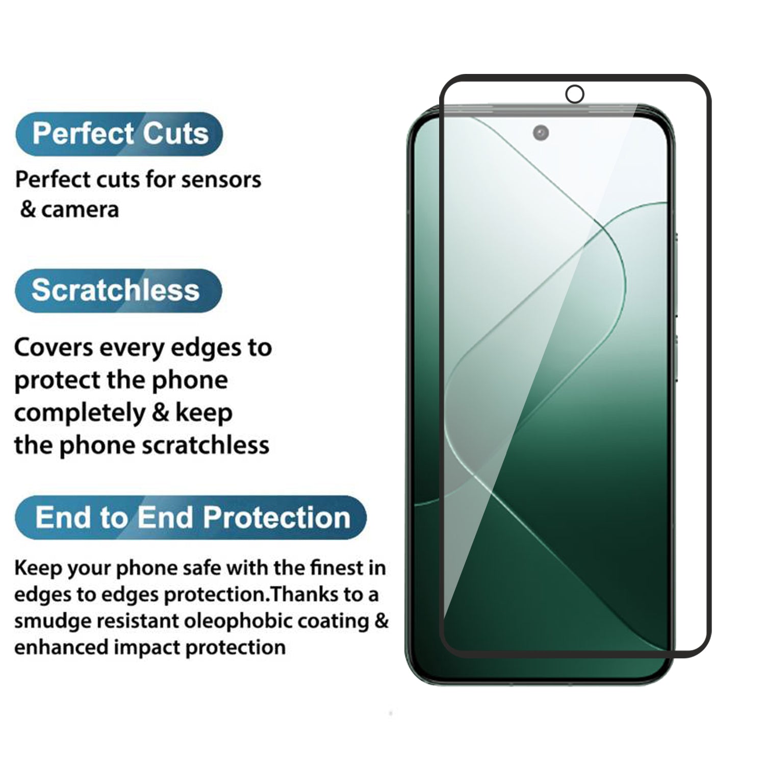 Tempered Glass for Xiaomi MI 14 (Black) Edge to Edge , Pack of 1