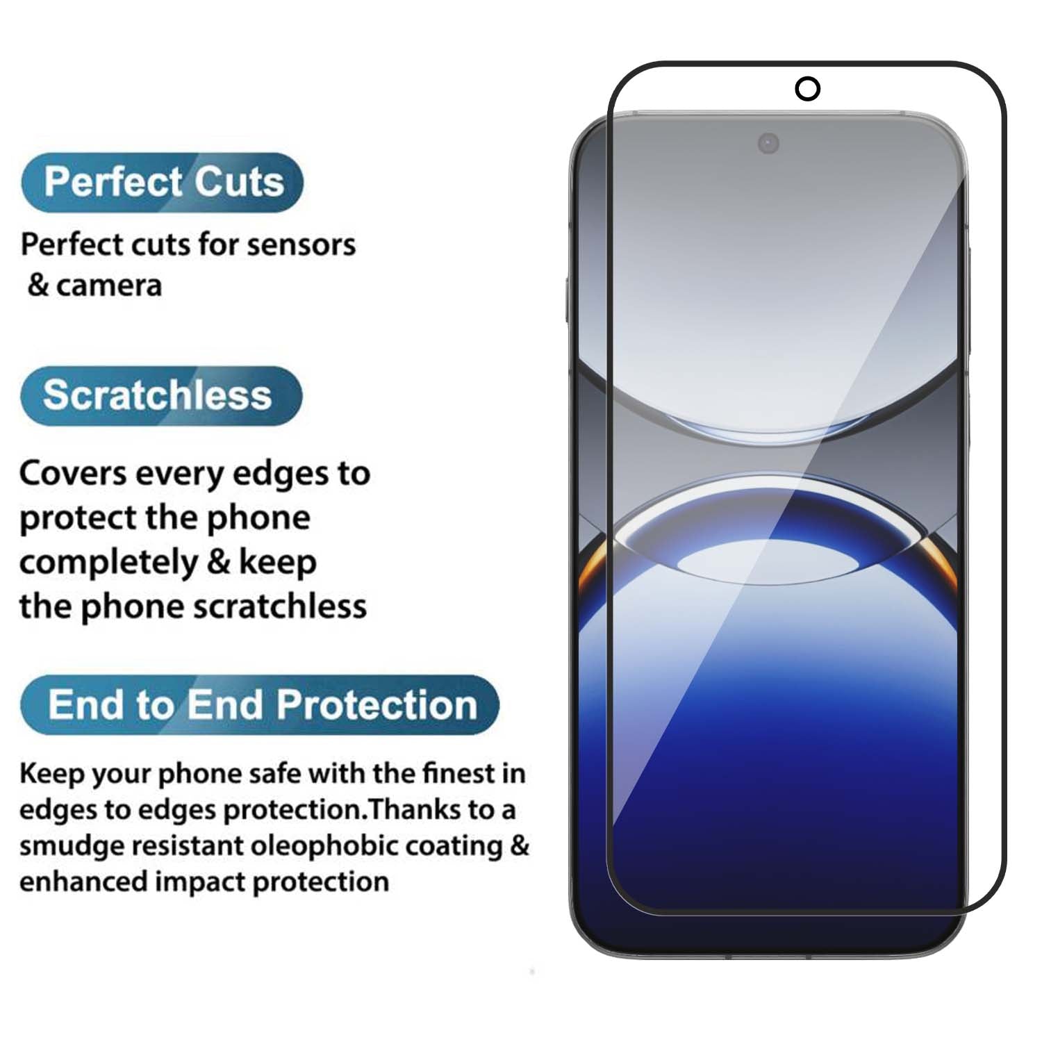 Tempered Glass for Oppo Reno 13 (Black) Edge to Edge , Pack of 1