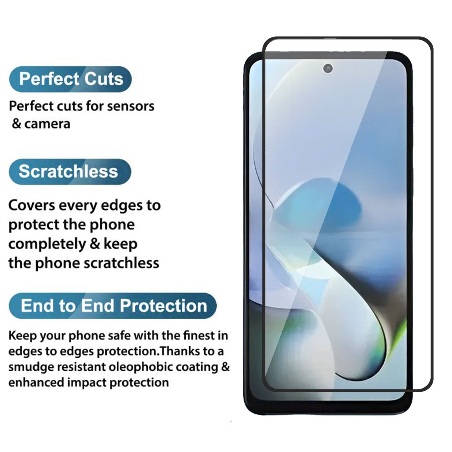 Tempered Glass for Motorola Moto G54 / G14 / G64 , Pack of 1 , Edge to Edge
