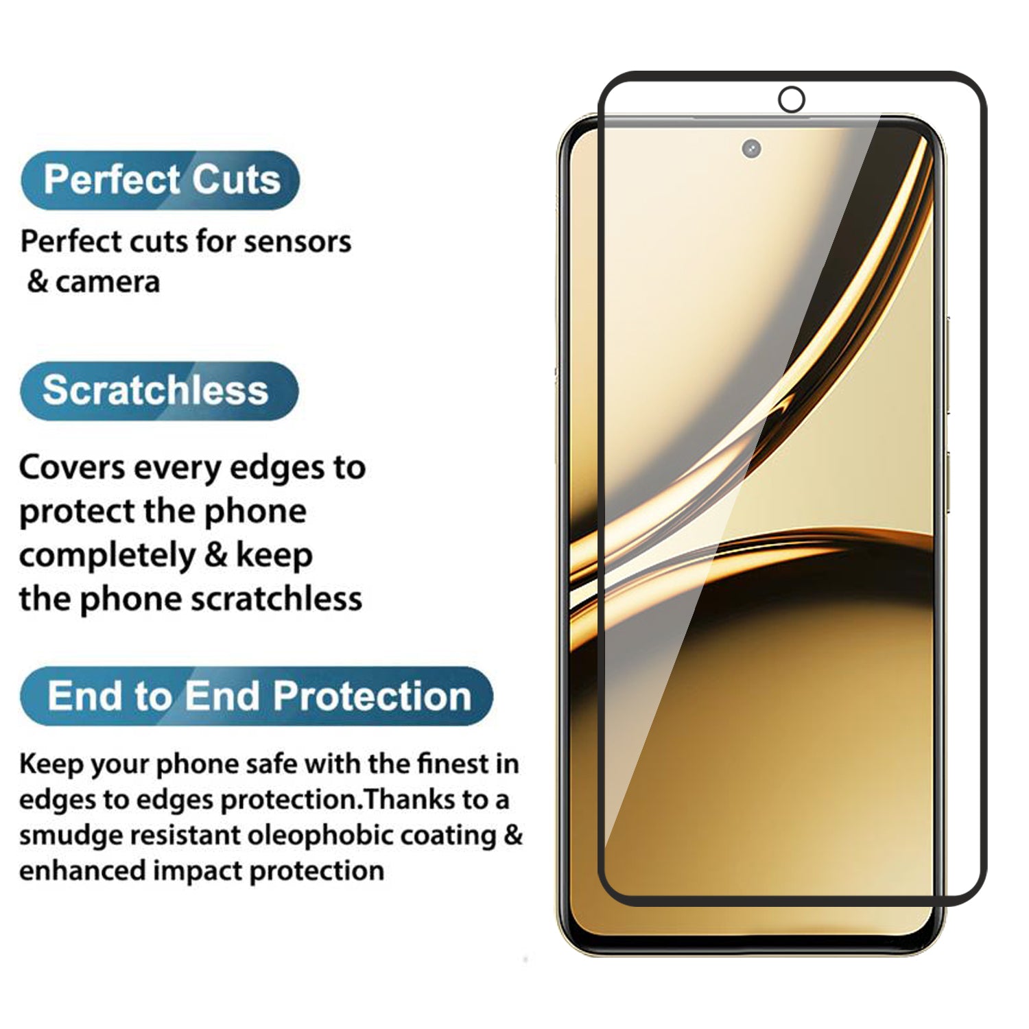 Tempered Glass for Realme Narzo 70 Pro , Pack of 1 , Edge to Edge