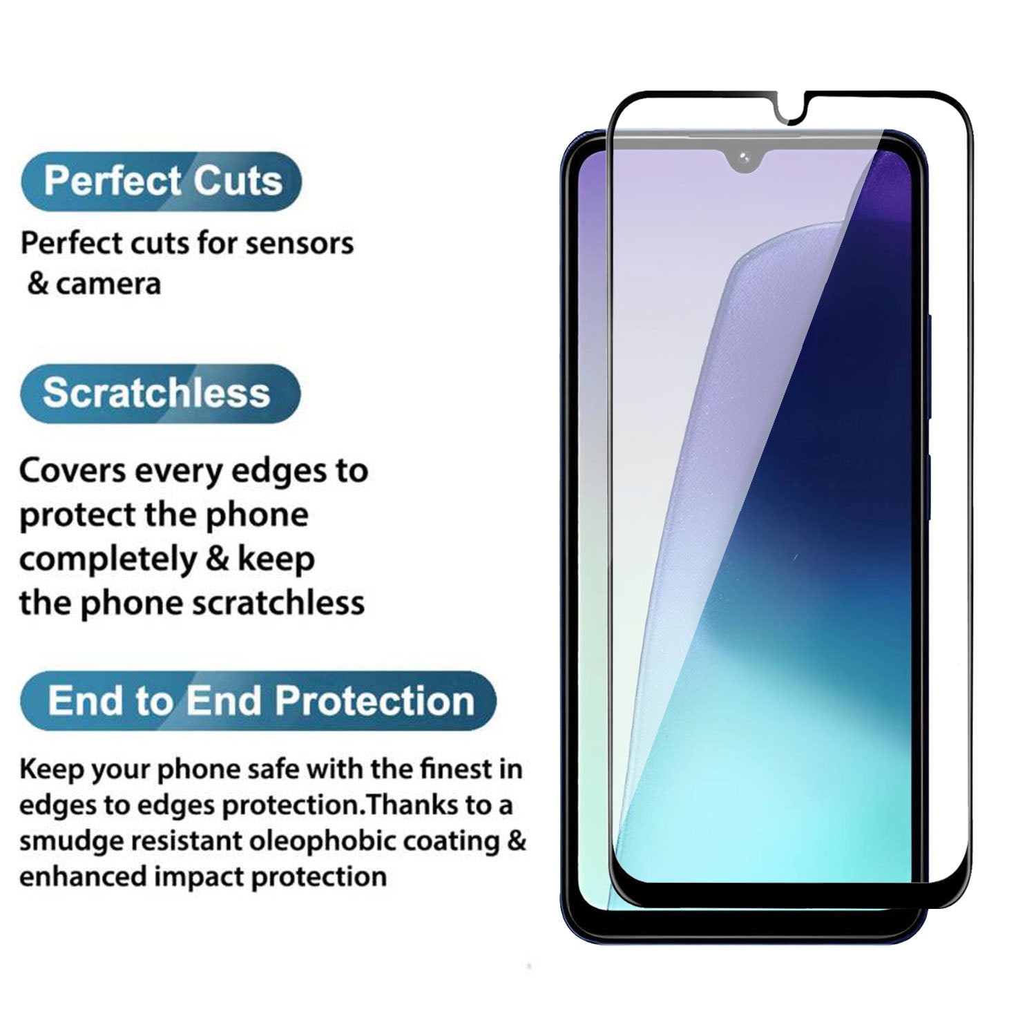 Tempered Glass for Redmi 14C (Black) Edge to Edge , Pack of 1