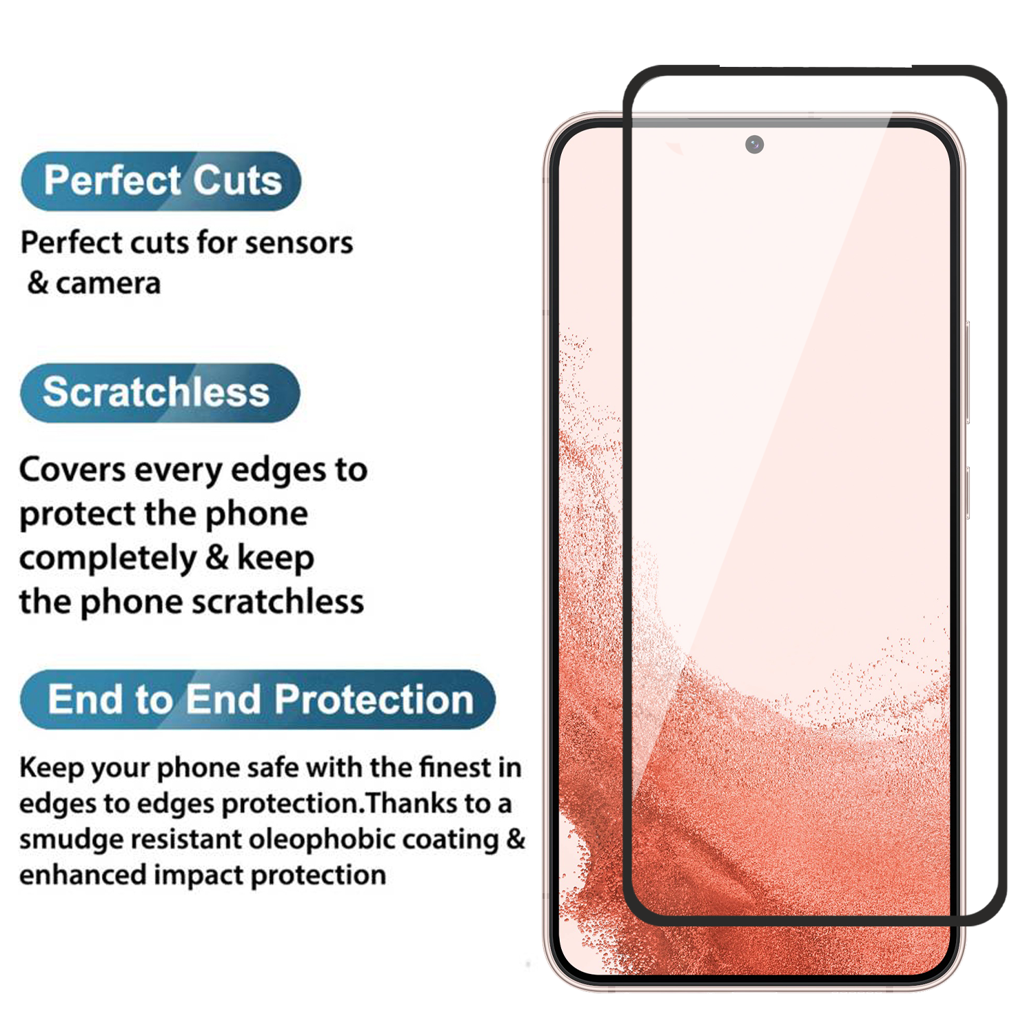 Tempered Glass for Samsung Galaxy S22 Plus / S23 Plus , (Black) Edge to Edge , Pack of 1 ( No Guarantee for Finger Print )