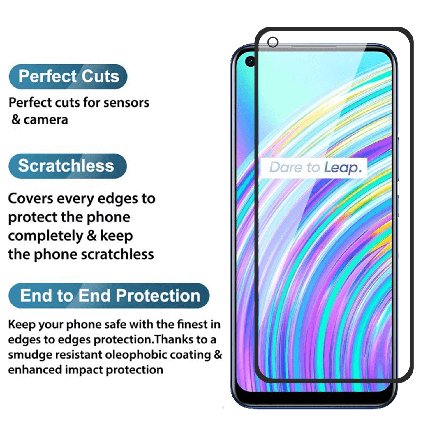 Tempered Glass for Realme C17 (Black) Edge to Edge , Pack of 1