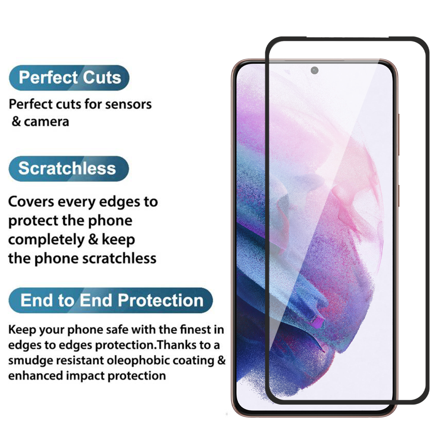 Tempered Glass for Samsung Galaxy S21 Plus (Black) Edge to Edge , Pack of 1 ( No Guarantee for Finger Print )