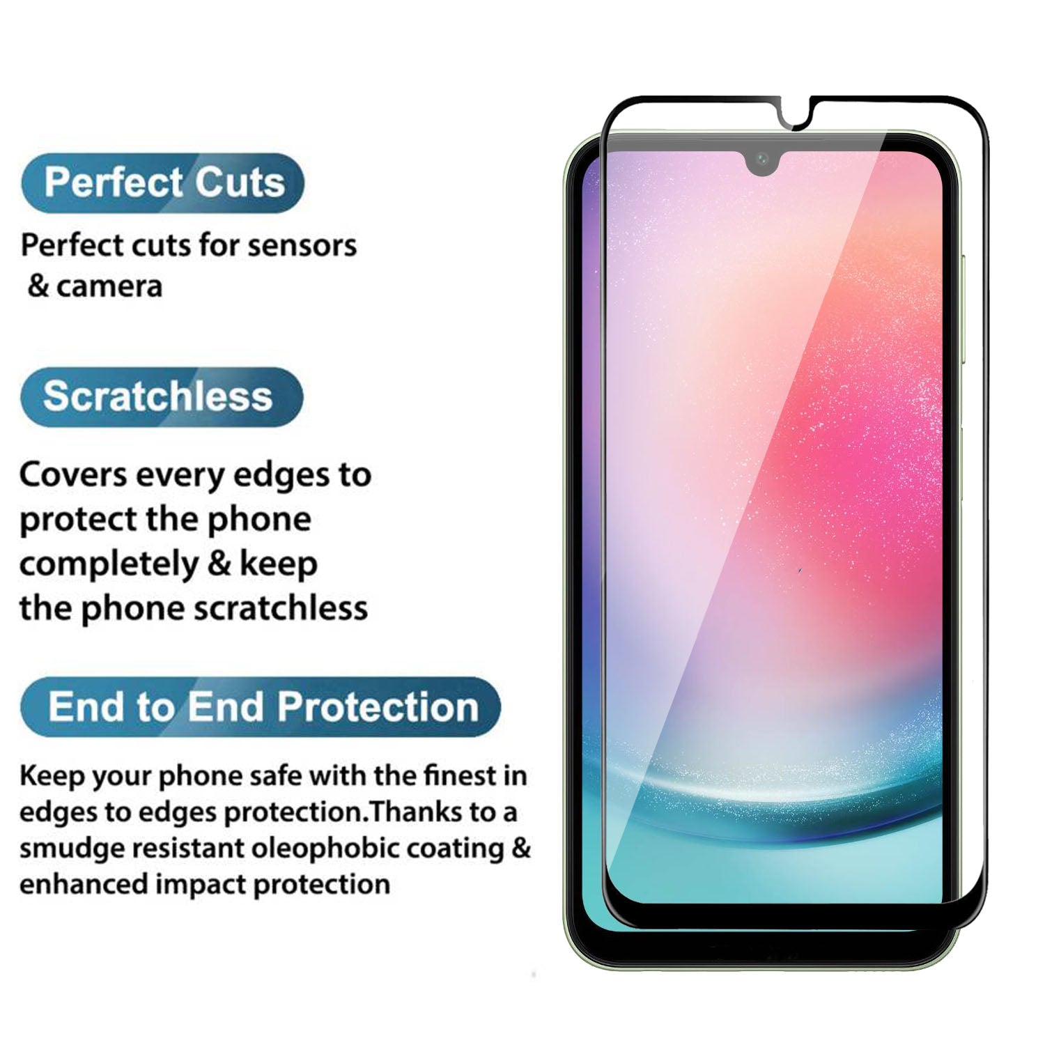Tempered Glass for Samsung Galaxy A24 / M34 5G / F34 (Black) Edge to Edge , Pack of 1
