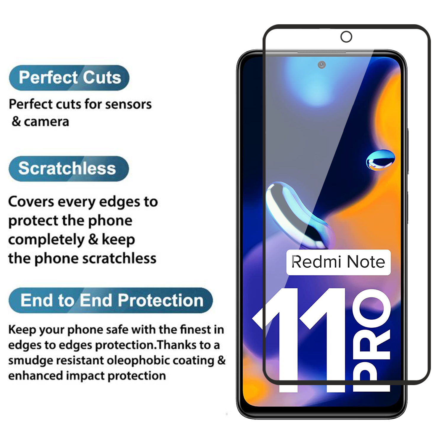 Tempered Glass for Poco X4 Pro 5G / Redmi Note 11 Pro/Redmi Note 11 Pro+ 5G (Black) , Edge to Edge , Pack of 1