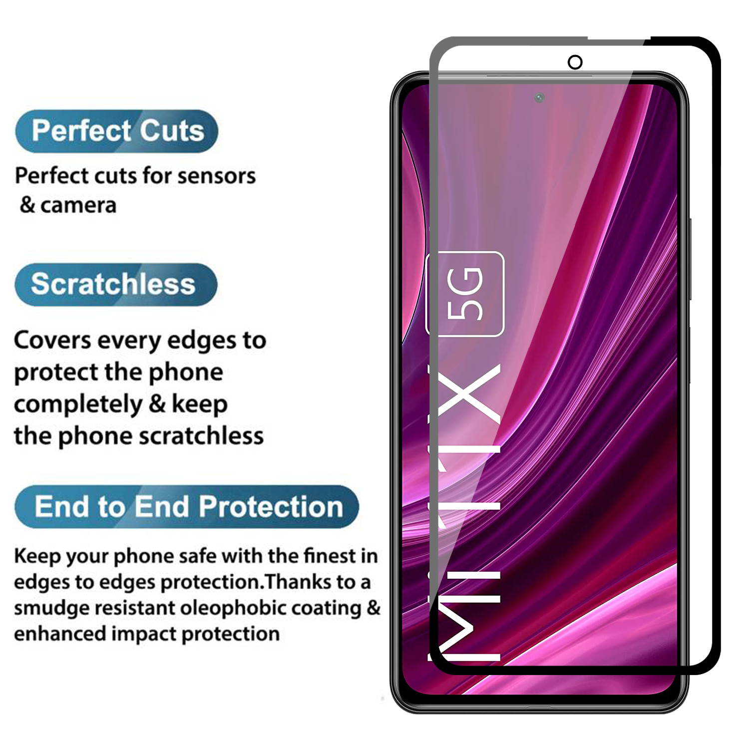 Tempered Glass for Xiaomi Mi 11X / Xiaomi Mi 11X Pro/Xiaomi Poco F3 / Xiaomi 11i / Xiaomi MI 11i (Black) Edge to Edge, Pack of 1