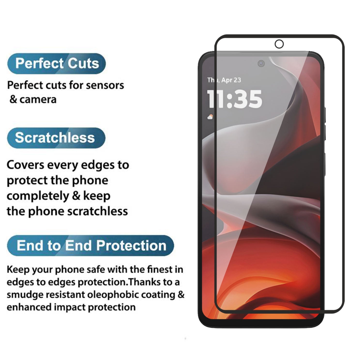 Tempered Glass for Motorola Moto G15 / G15 Power / E15 / G05 , Pack of 1 , Edge to Edge