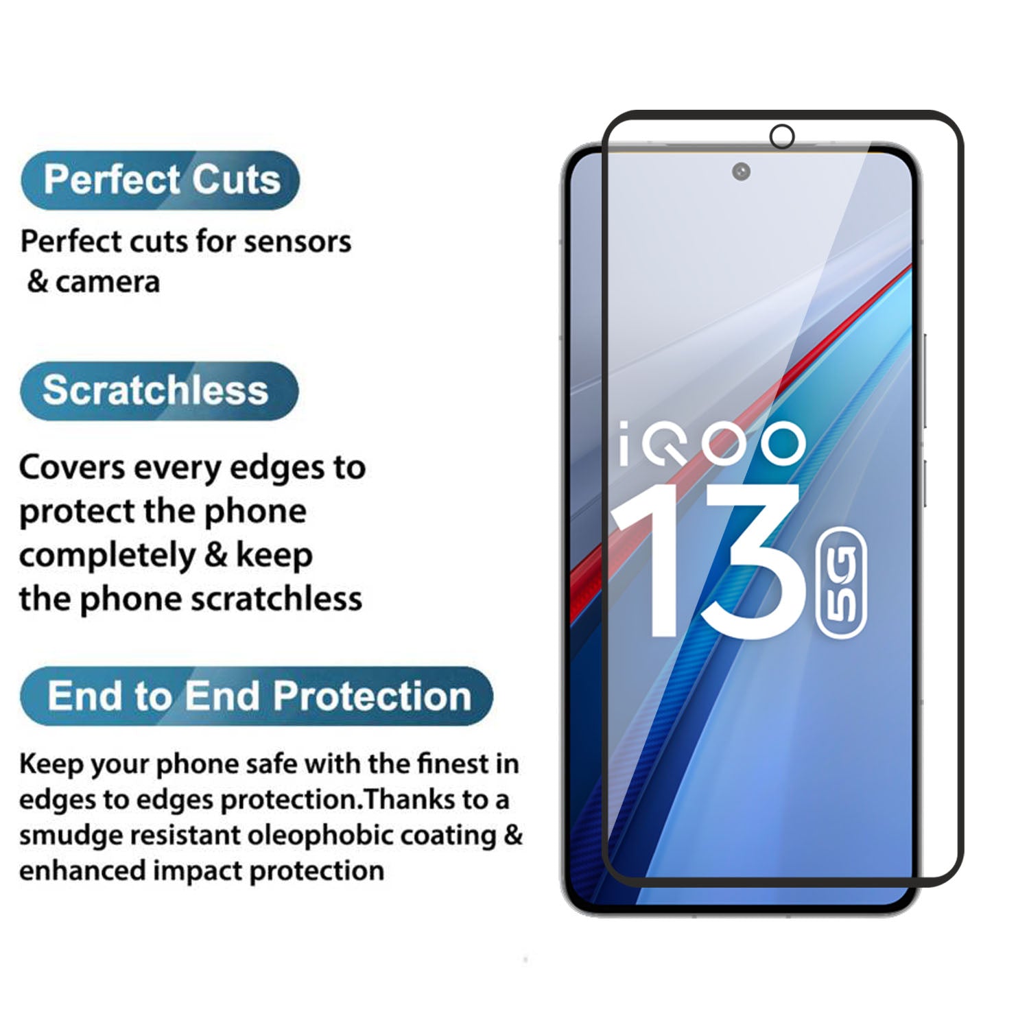 Tempered Glass for Vivo IQOO 13 (Black) Edge to Edge , Pack of 1