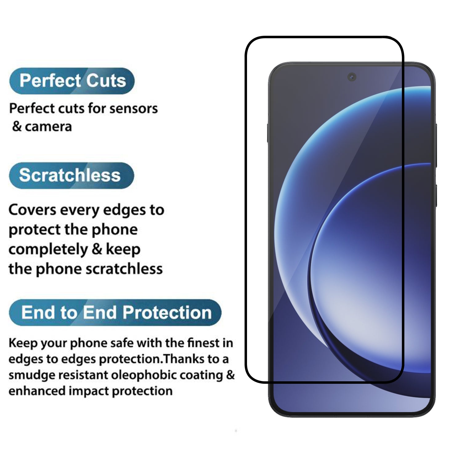 Tempered Glass for OnePlus 15R (Black) Edge to Edge , Pack of 1