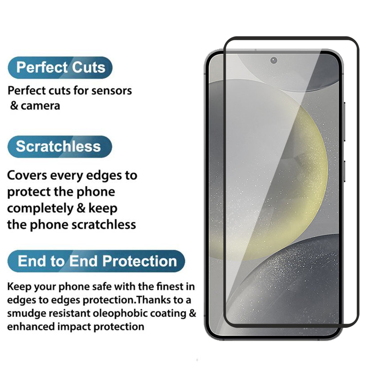 Tempered Glass for Samsung Galaxy S24 (Black) Edge to Edge , Pack of 1 ( No Guarantee for Finger Print )