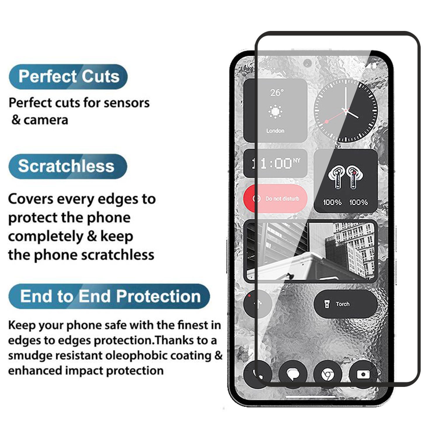 Tempered Glass for Nothing Phone 2 (Black) Edge to Edge , Pack of 1