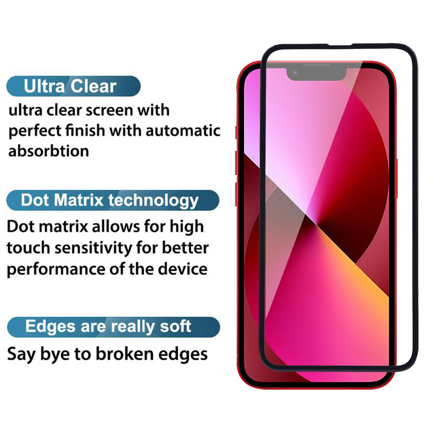 Tempered Glass for Apple iPhone 13 / 13 Pro / 14 Edge to Edge , Pack of 1