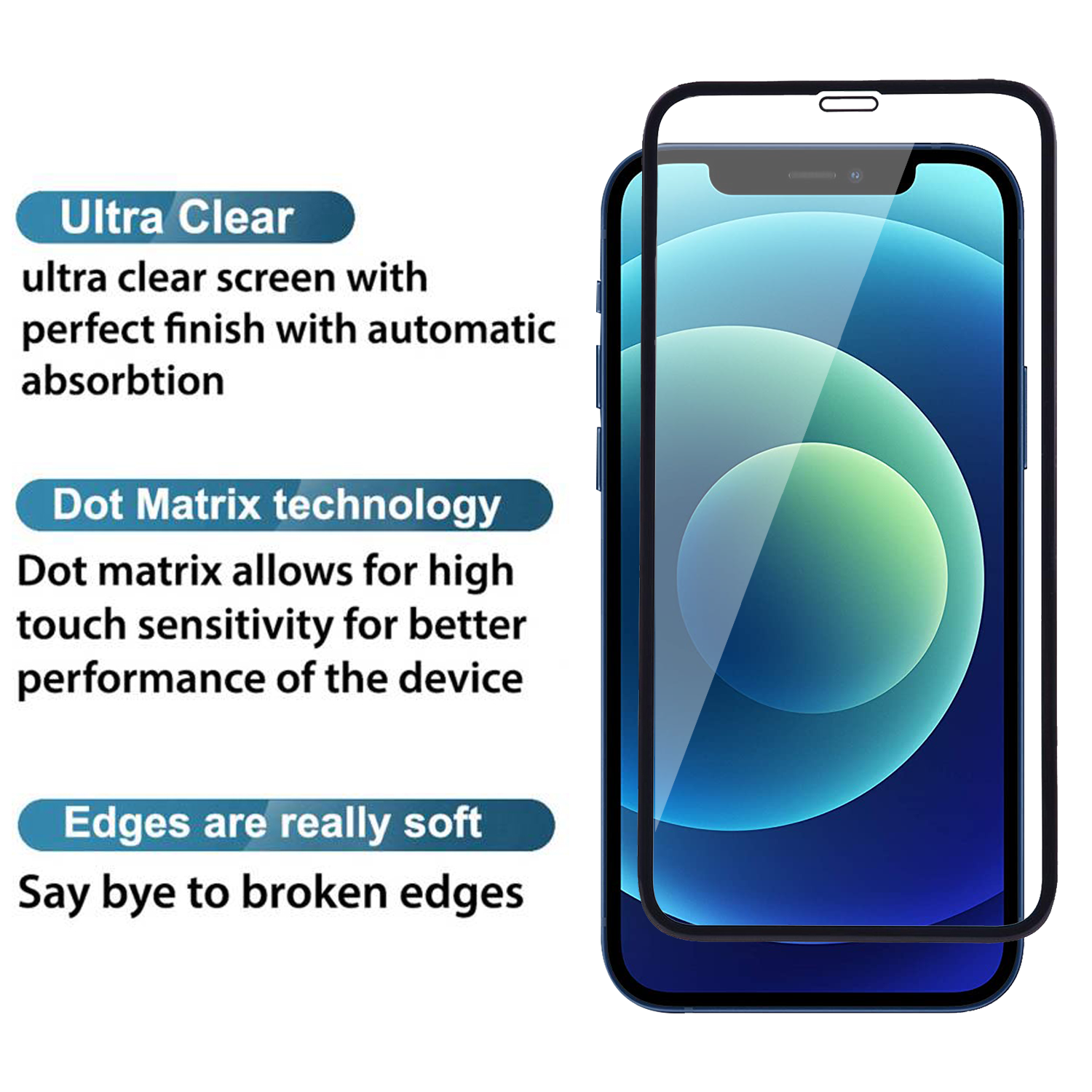 Tempered Glass for Apple iPhone 12 / iPhone 12 Pro Edge to Edge , Pack of 1