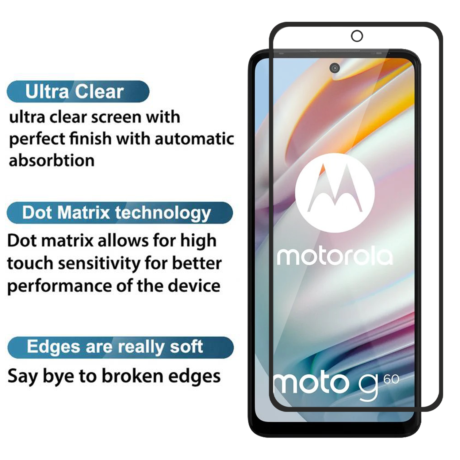 Tempered Glass for Motorola Moto G60 / Motorola Moto G40 Fusion (Black) Edge to Edge , Pack of 1