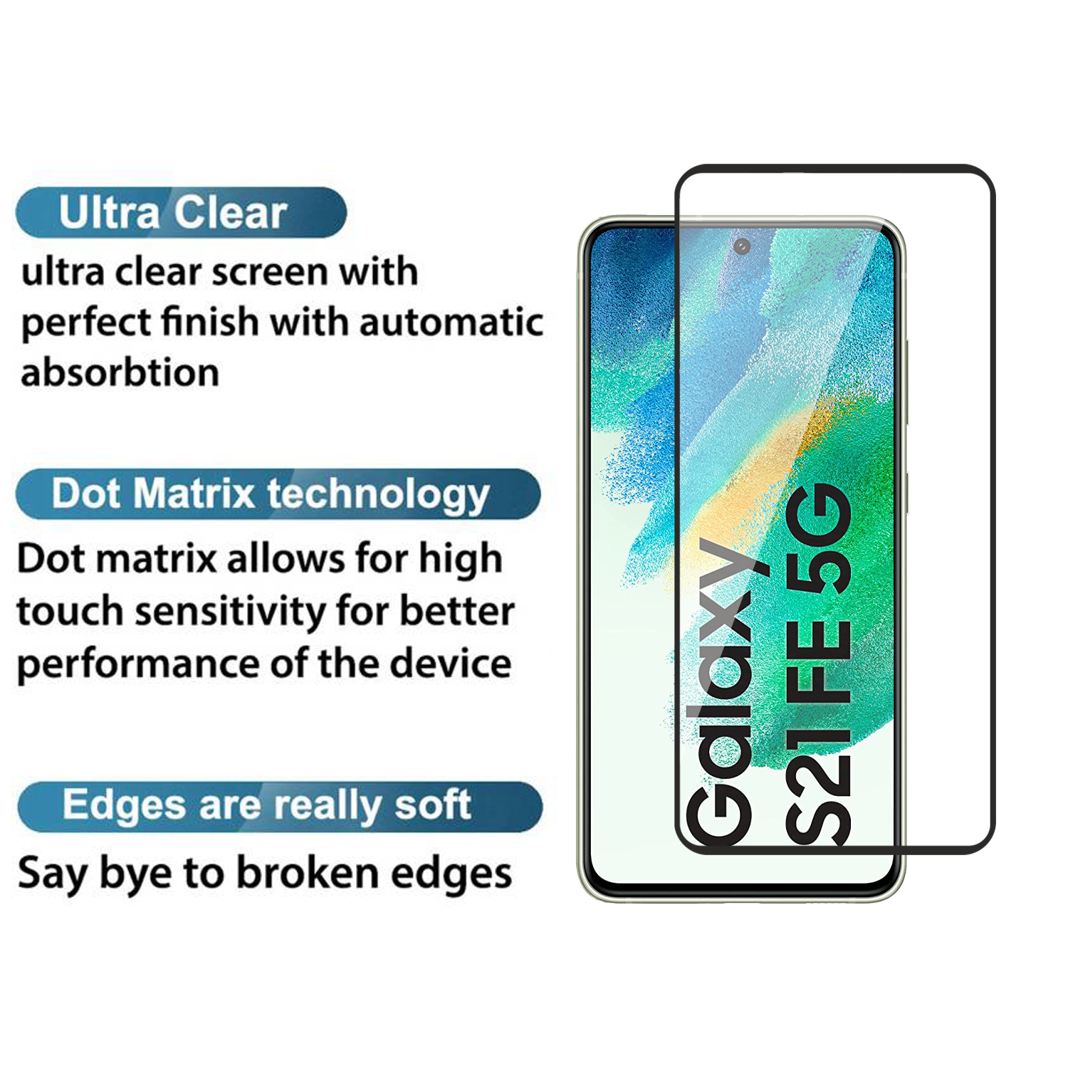 Tempered Glass for Samsung Galaxy S21 FE 5G (Black) Edge to Edge, Pack of 1