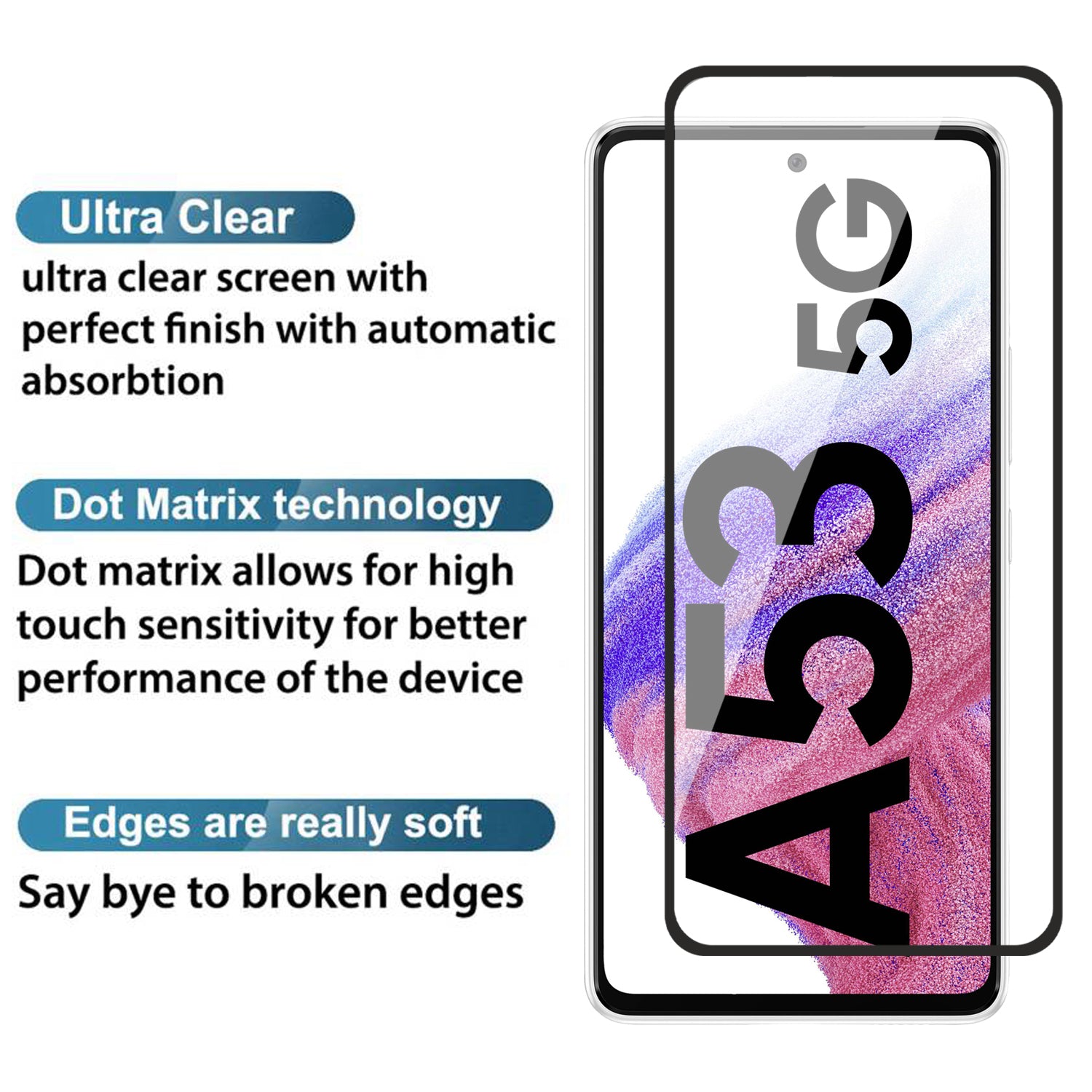 Tempered Glass for Samsung Galaxy A53 (Black) Edge to Edge , Pack of 1
