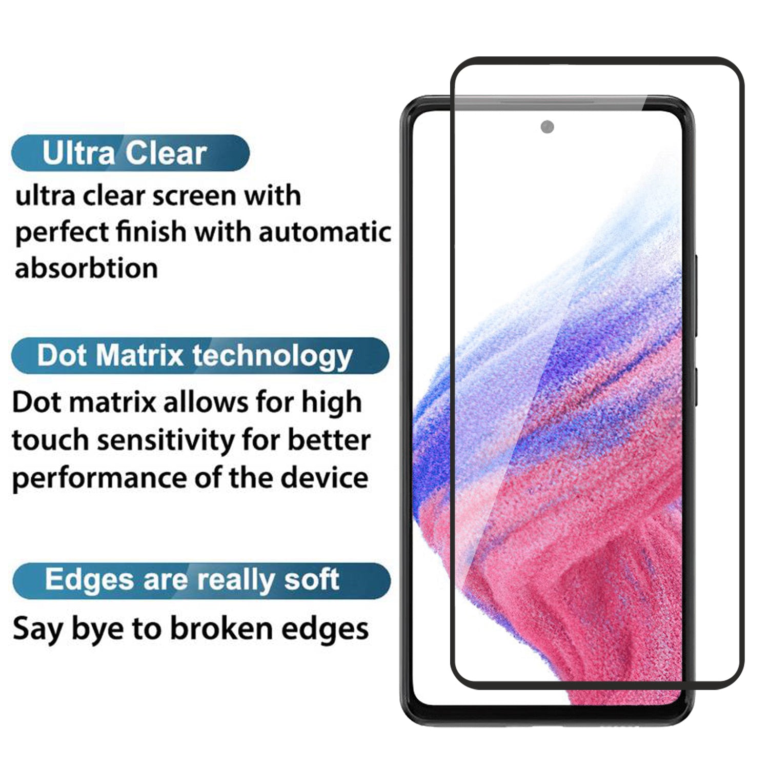 Tempered Glass for Samsung Galaxy A73 5G (Black) Edge to Edge , Pack of 1