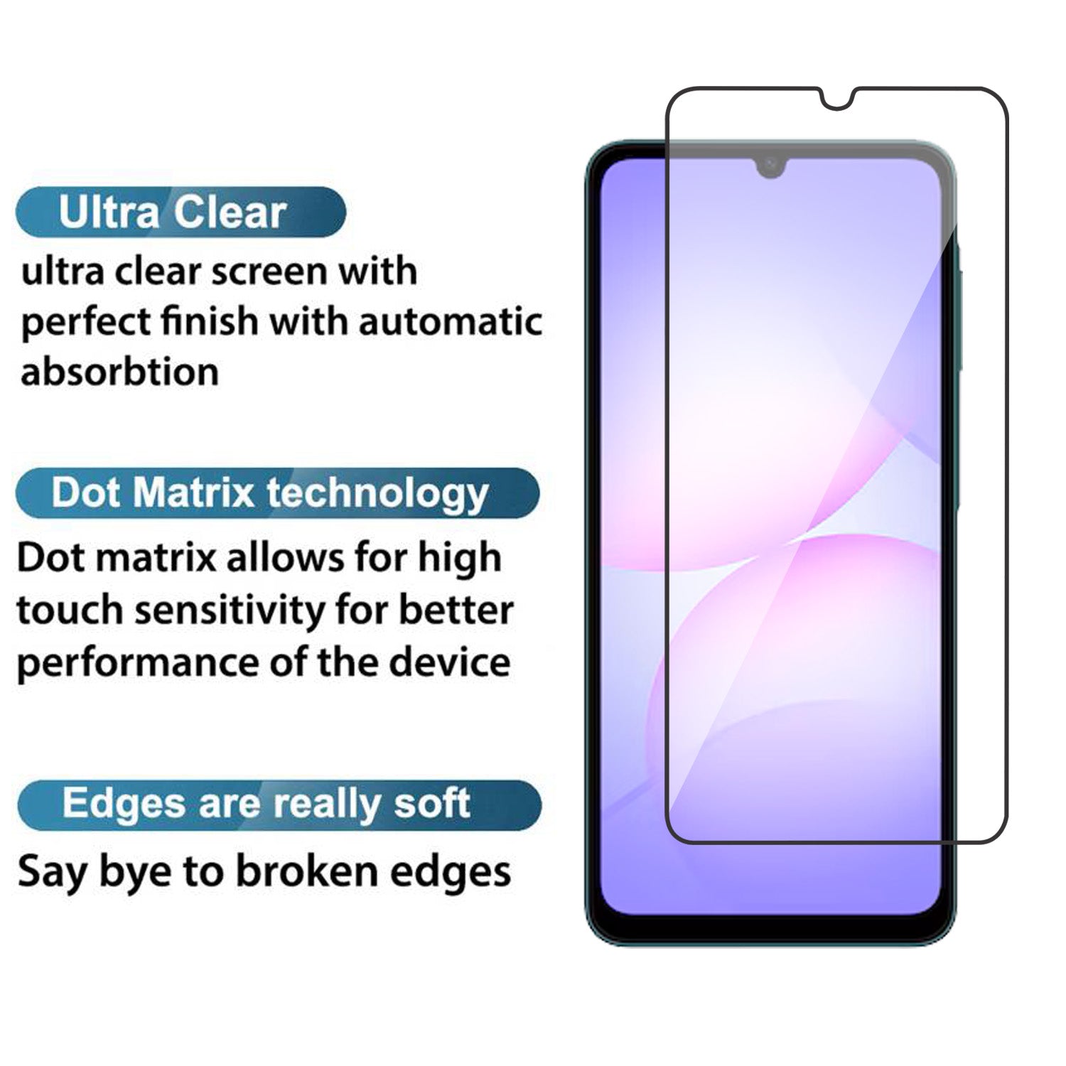 Tempered Glass for Samsung Galaxy A07 / M07 / F07 (Black) Edge to Edge, Pack of 1