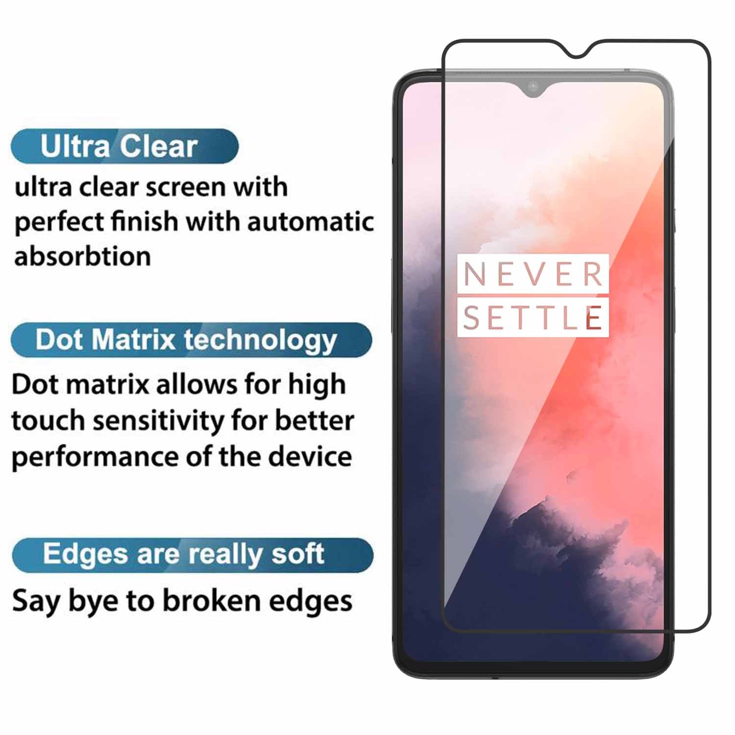 Tempered Glass for Oneplus 7T (Black) Edge to Edge , Pack of 1