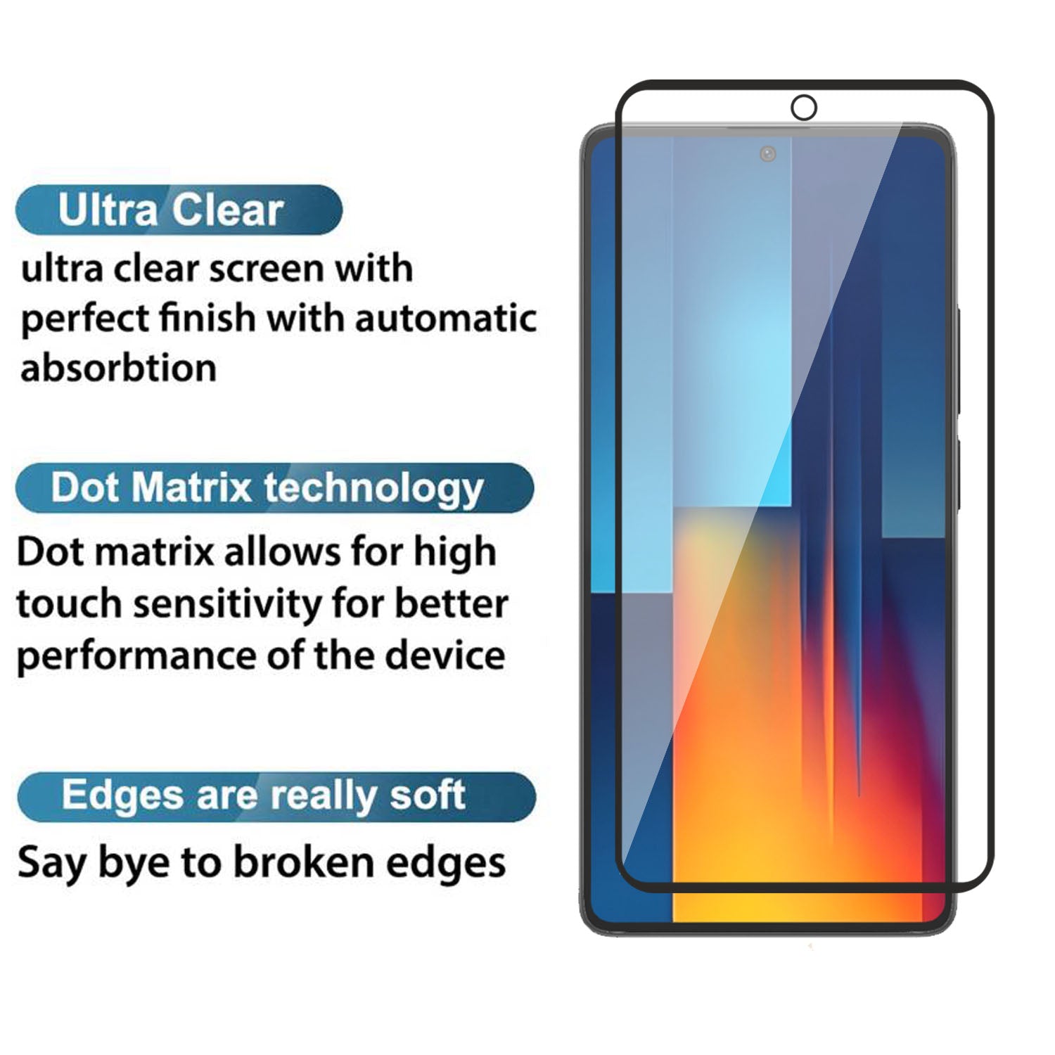 Tempered Glass for Xiaomi Poco M7 Pro (Black) , Edge to Edge , Pack of 1