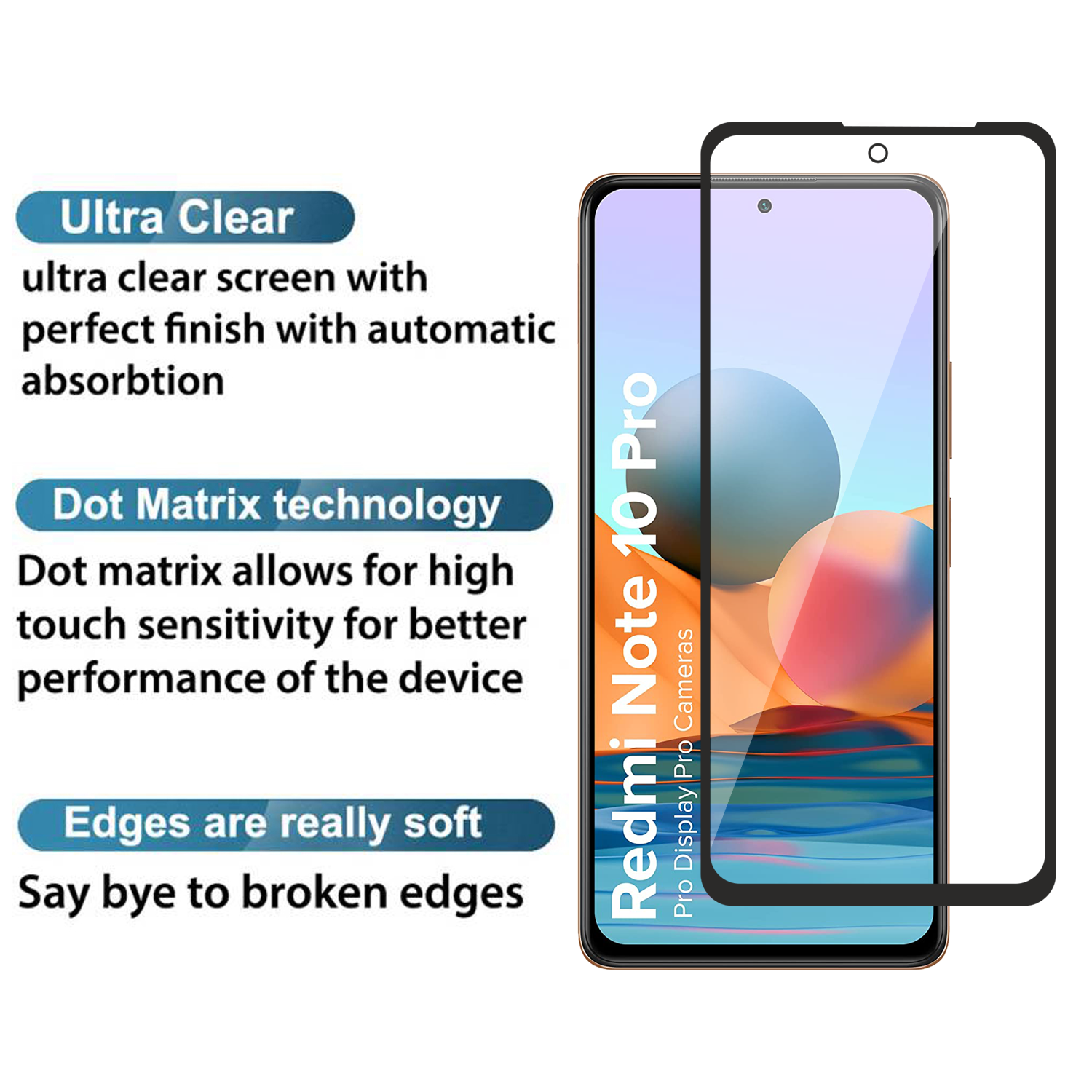 Tempered Glass for Xiaomi Redmi Note 10 Pro / Note 10 Pro Max / Poco F3 / Redmi K40 / Redmi K40 Pro (Black) Edge to Edge, Pack of 1