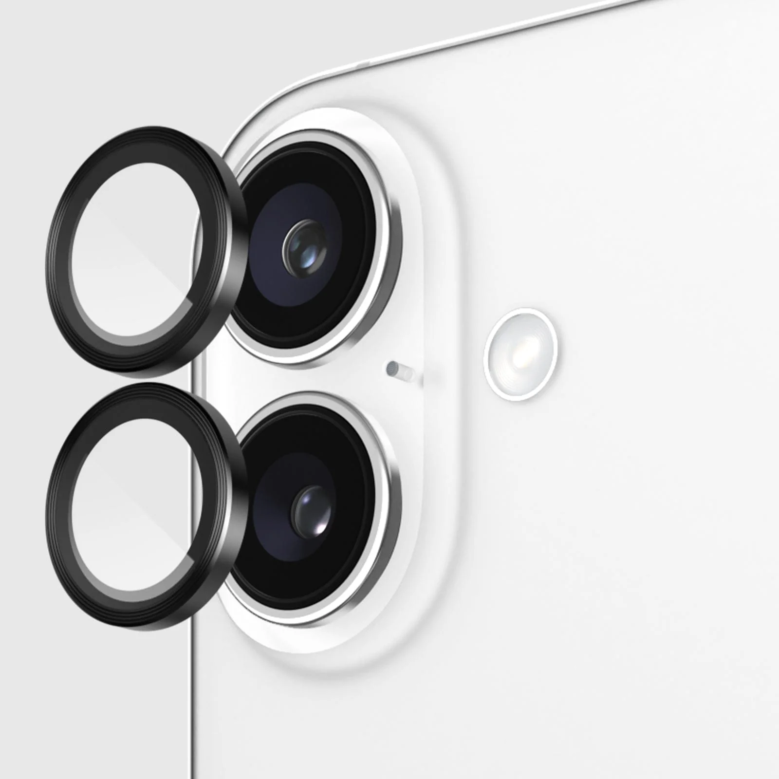 POPIO Camera Lens Protector For iPhone 16 / iPhone 16 Plus (Black), 1 Set, with Easy Installation Kit
