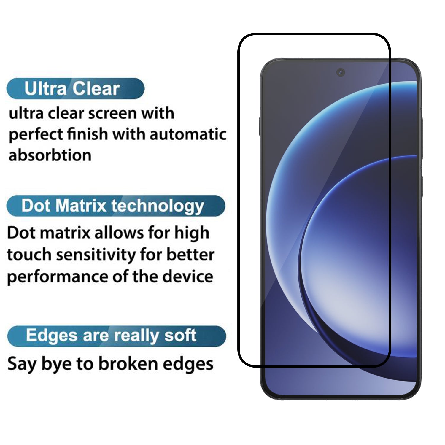 Tempered Glass for OnePlus 15R (Black) Edge to Edge , Pack of 1