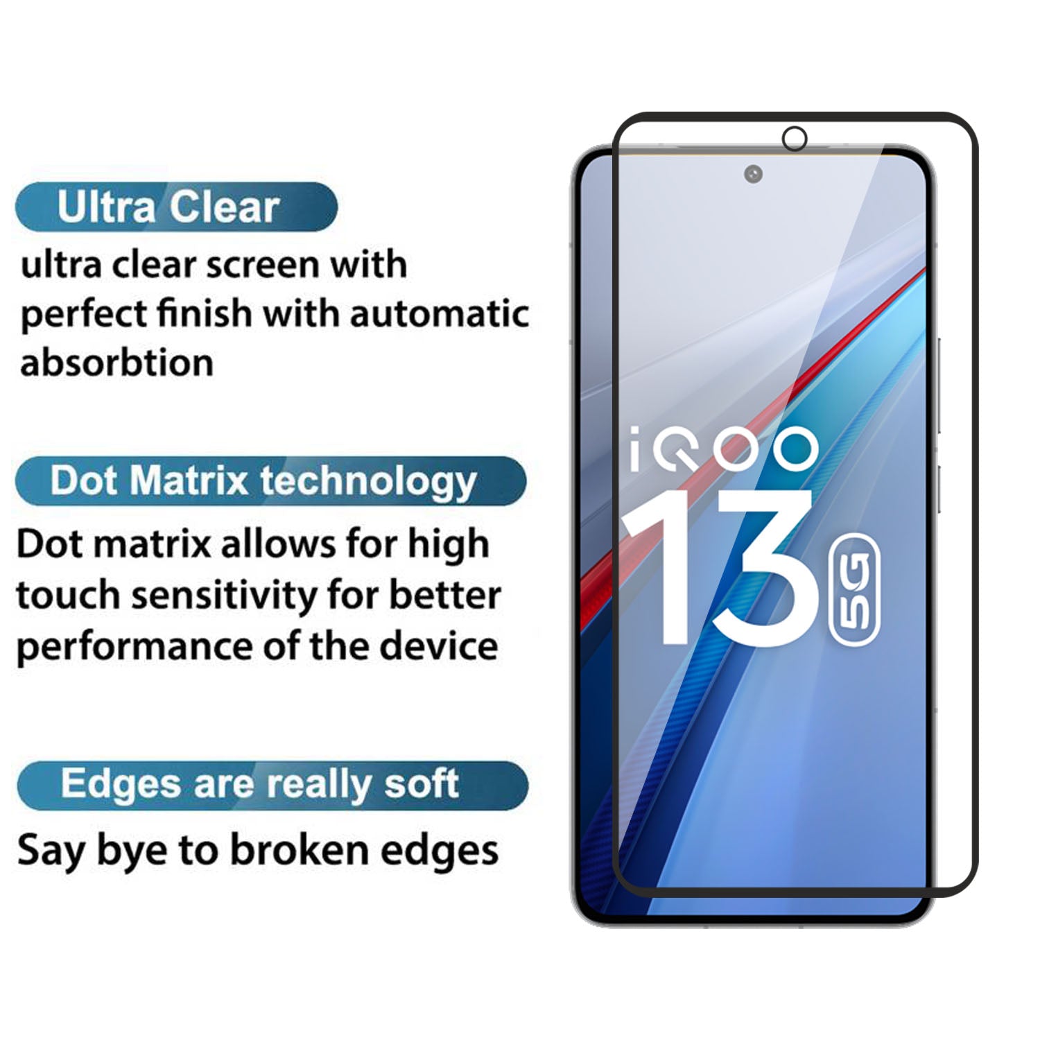 Tempered Glass for Vivo IQOO 13 (Black) Edge to Edge , Pack of 1