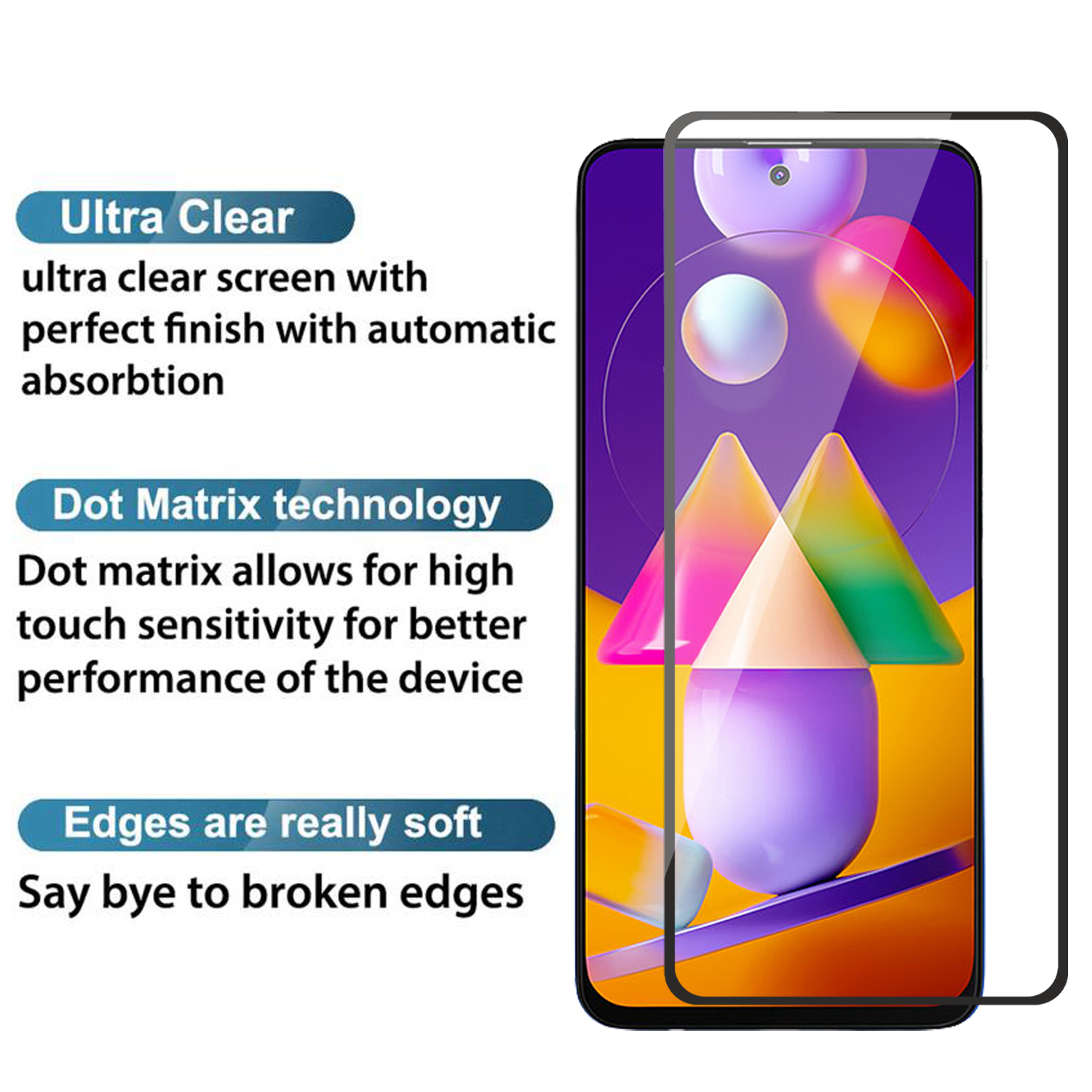 Tempered Glass for Samsung Galaxy M31s / A51 (Black Edge to Edge , Pack of 1