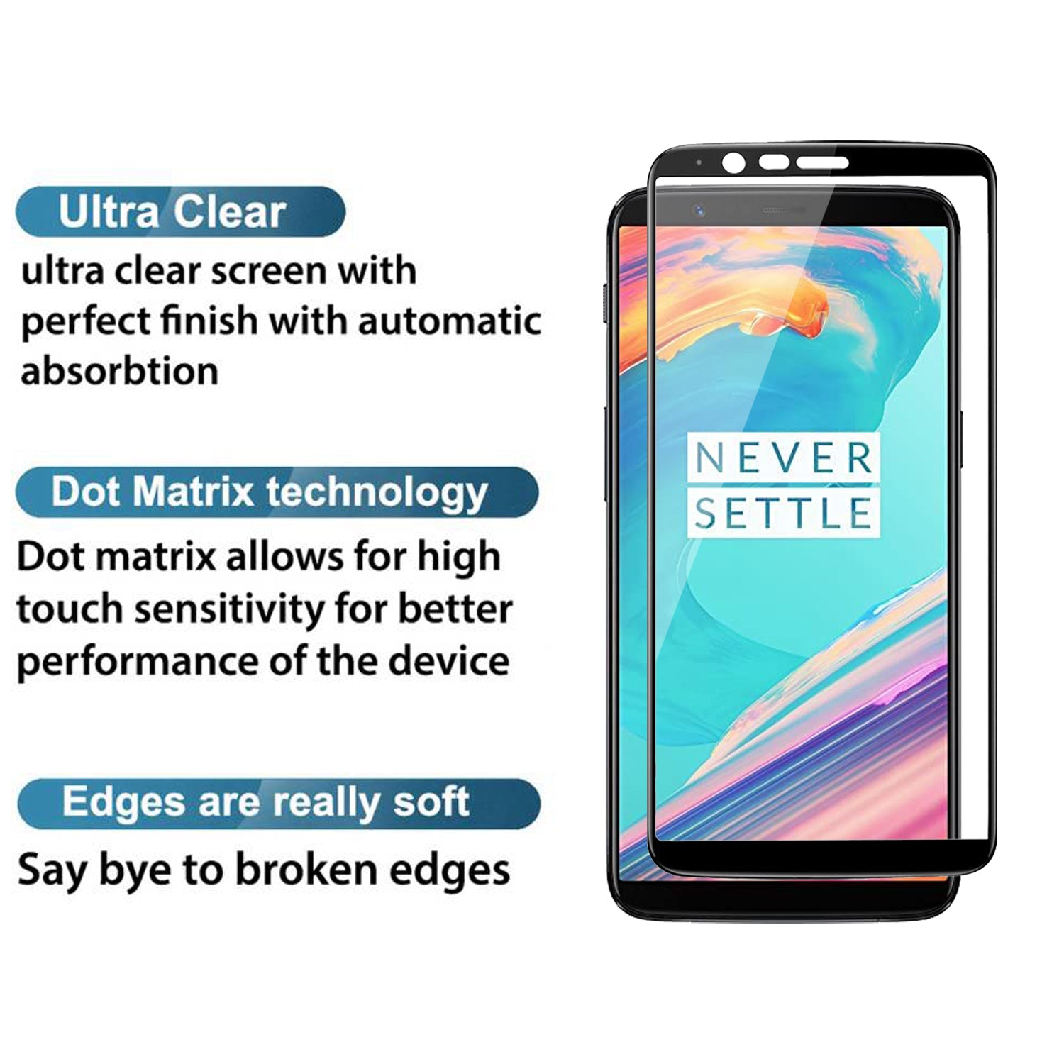 Tempered Glass for OnePlus 5T (Black) Edge to Edge , Pack of 1