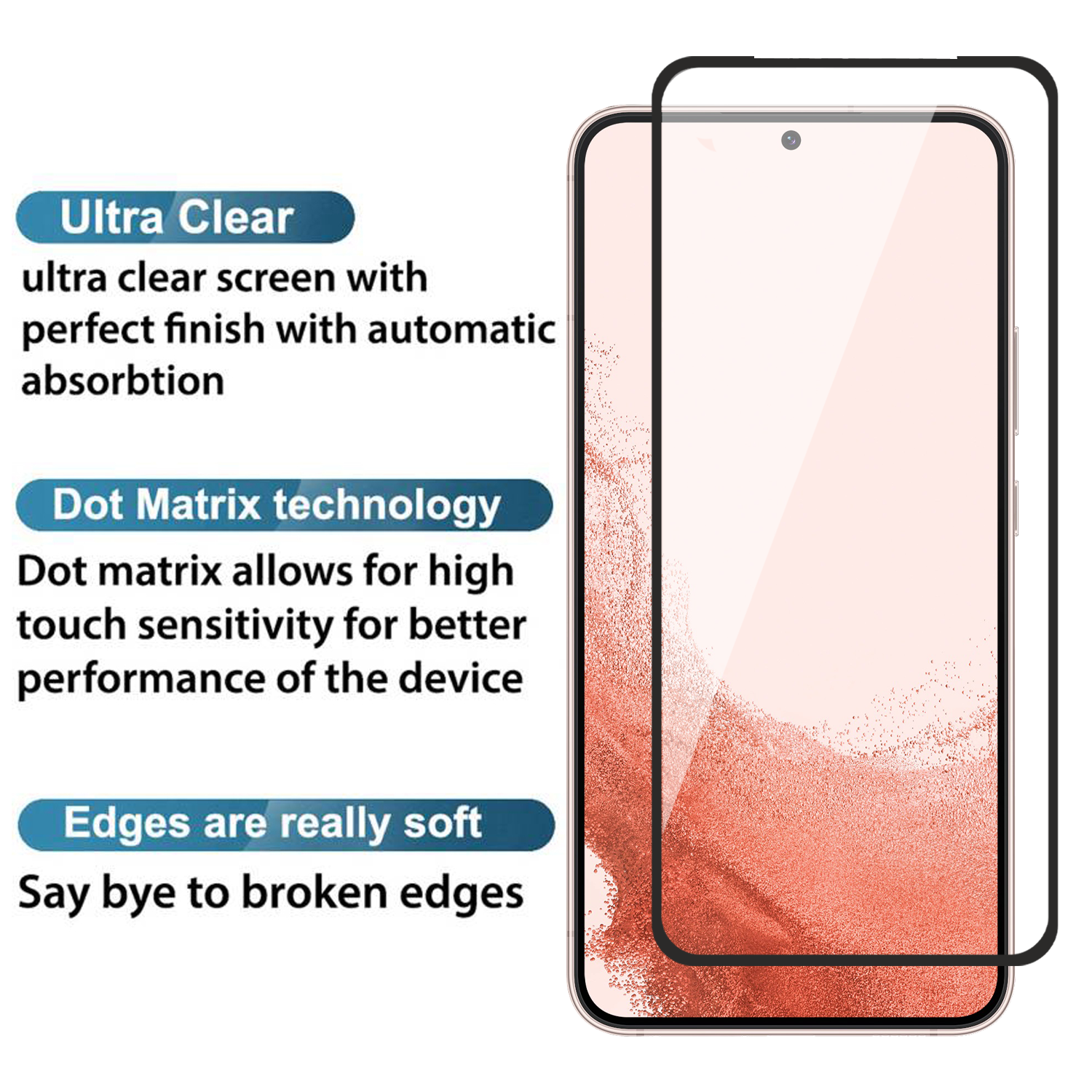 Tempered Glass for Samsung Galaxy S22 Plus / S23 Plus , (Black) Edge to Edge , Pack of 1 ( No Guarantee for Finger Print )