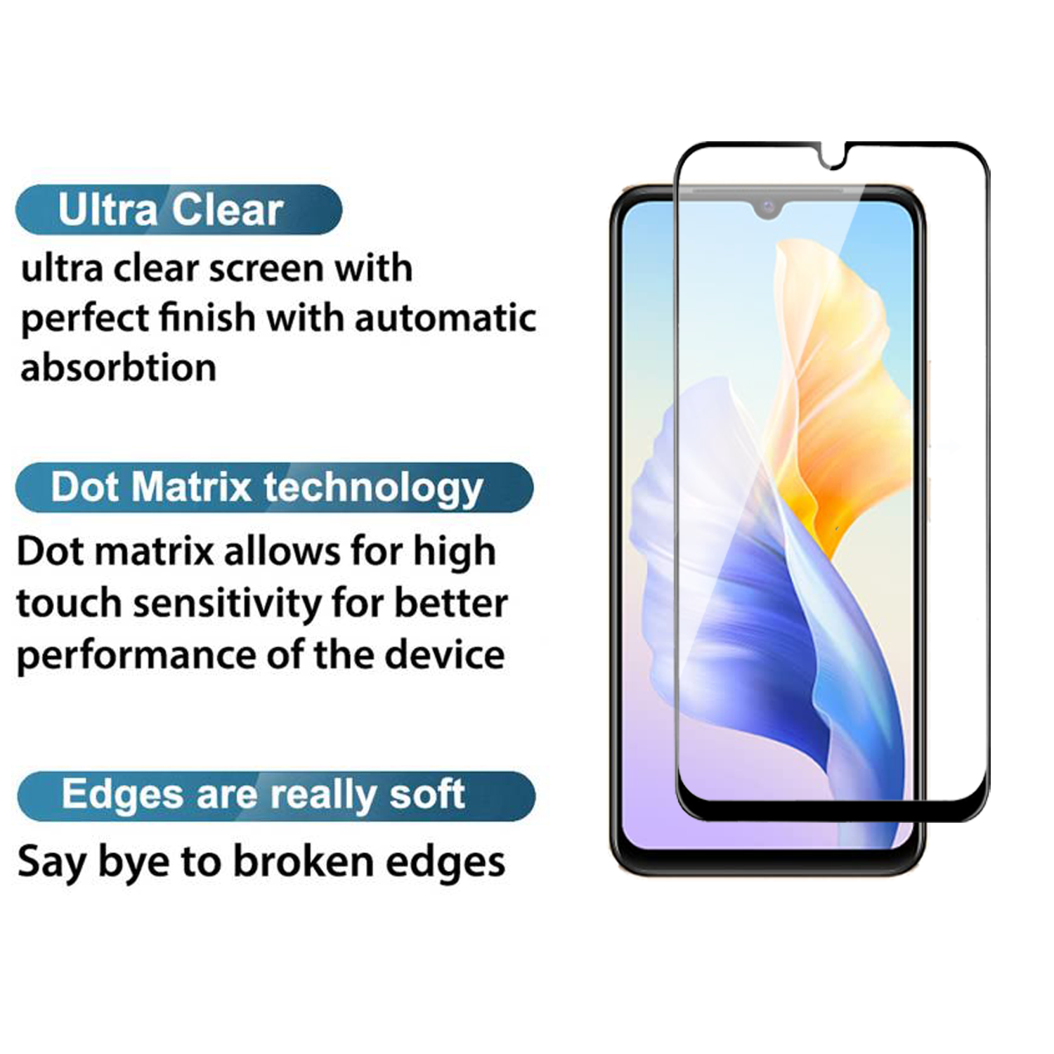 Tempered Glass for vivo V23e / V23e 5G (Black) Edge to Edge , Pack of 1