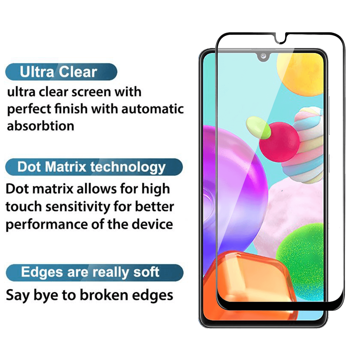 Tempered Glass for Samsung Galaxy A41 (Black) Edge to Edge , Pack of 1