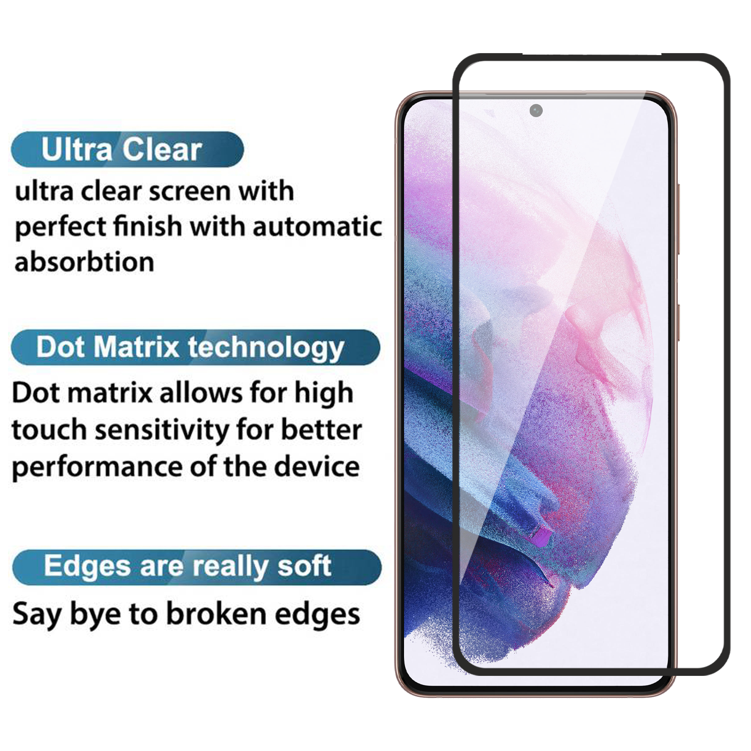 Tempered Glass for Samsung Galaxy S21 Plus (Black) Edge to Edge , Pack of 1 ( No Guarantee for Finger Print )