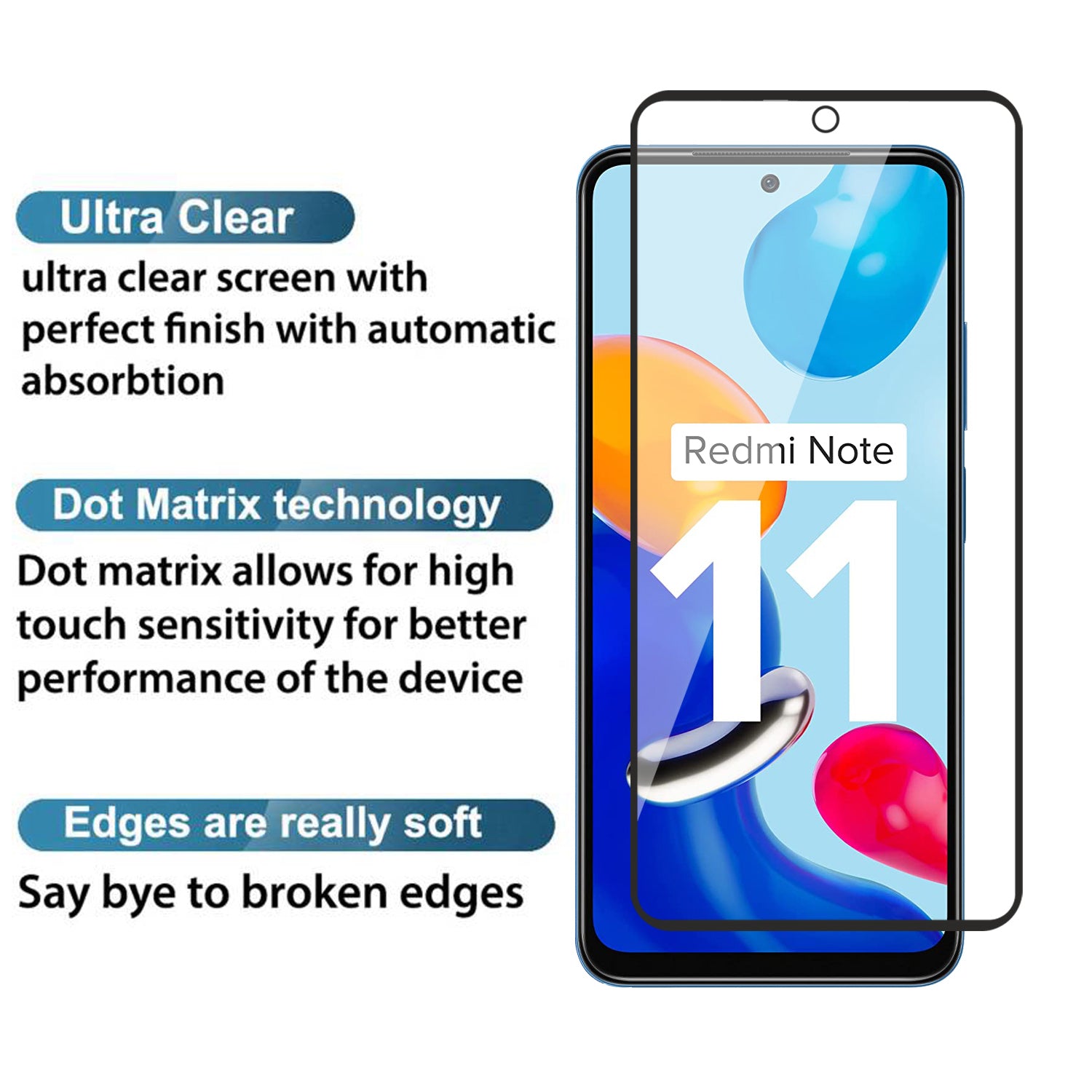 Tempered Glass for Xiaomi Redmi Note 11 / Note 11s / Poco M4 Pro 4G (Black) Edge to Edge , Pack of 1
