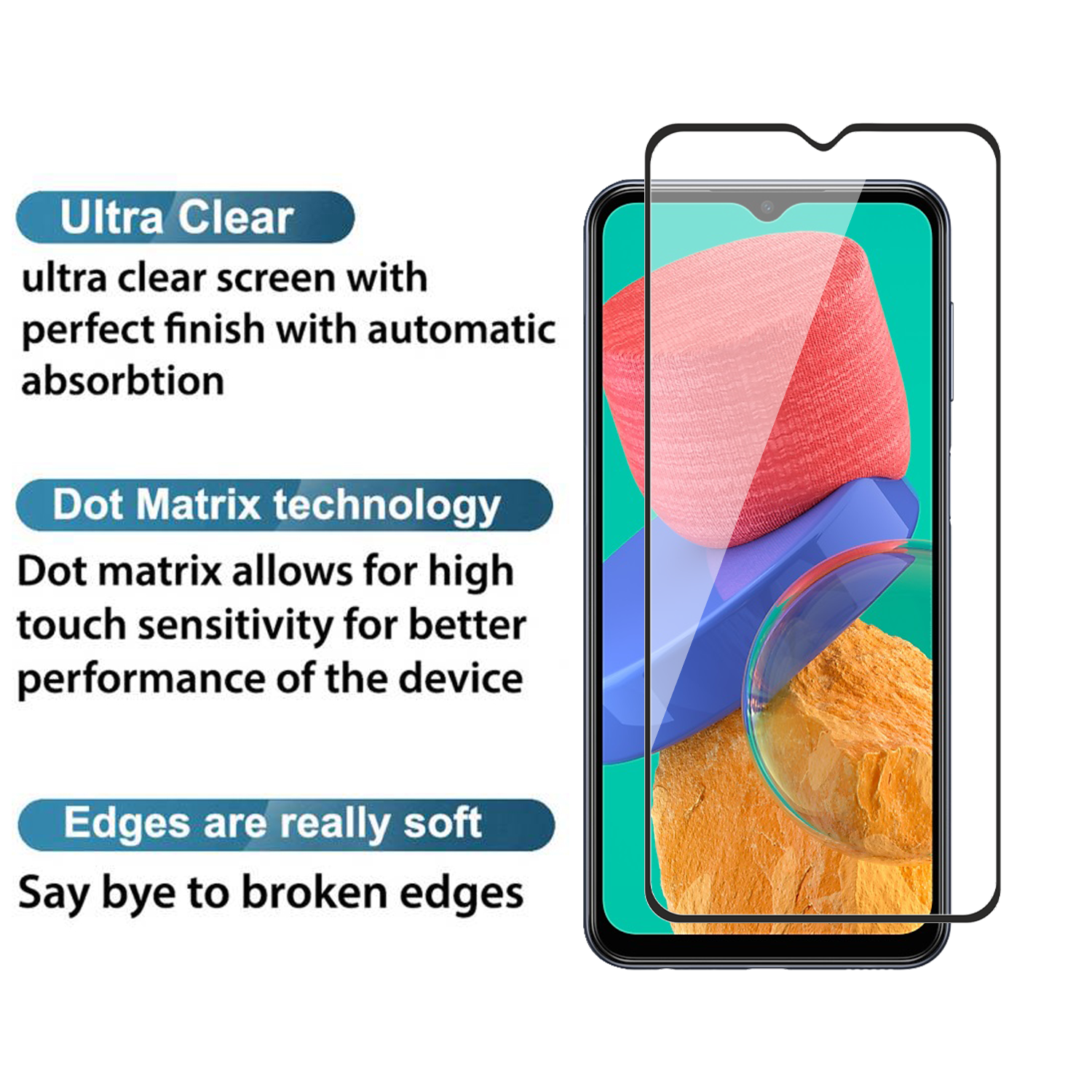 Tempered Glass for Samsung Galaxy M23 , M33 , F13 , F23 (Black) Edge to Edge , Pack of 1