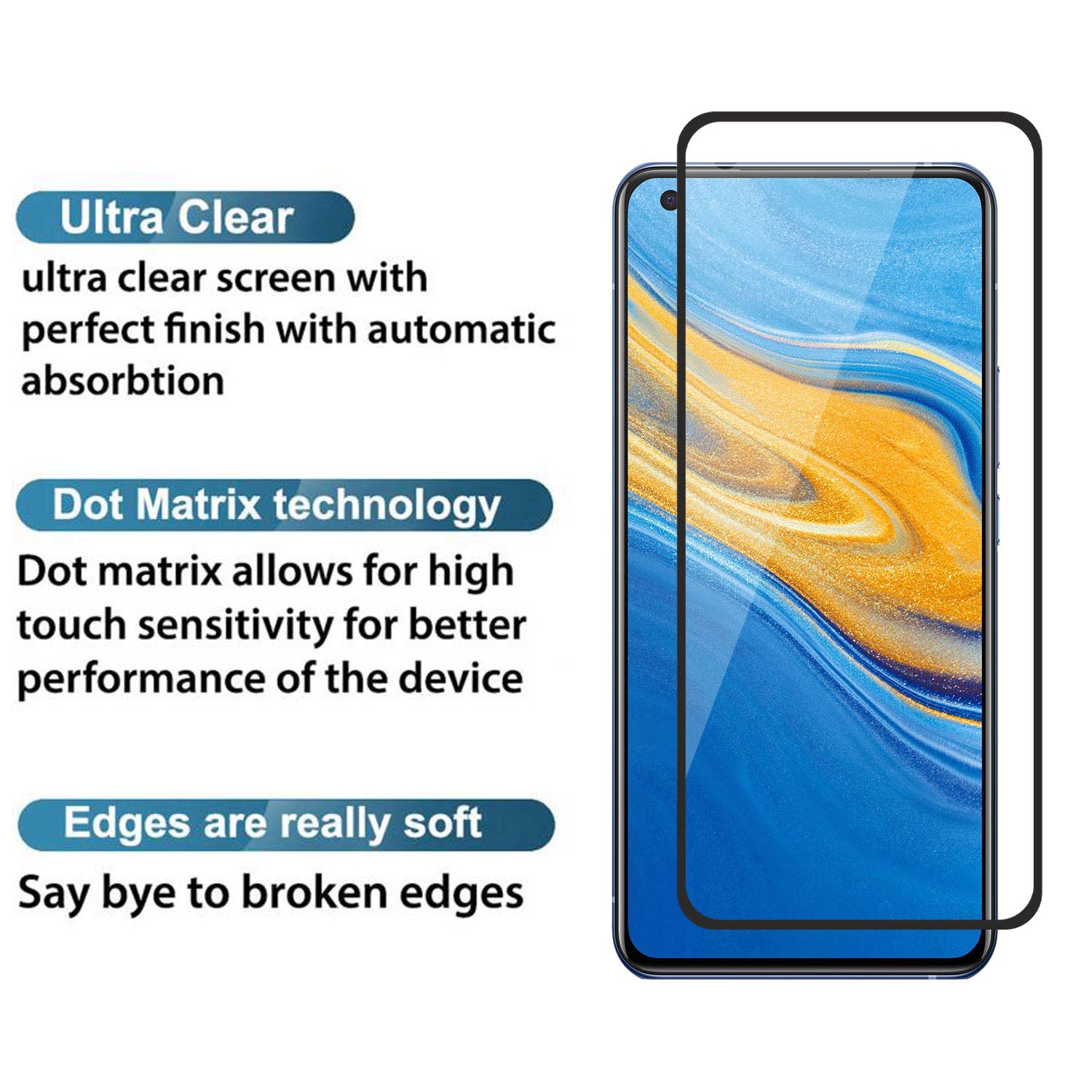 Tempered Glass for vivo X50 (Black) Edge to Edge , Pack of 1