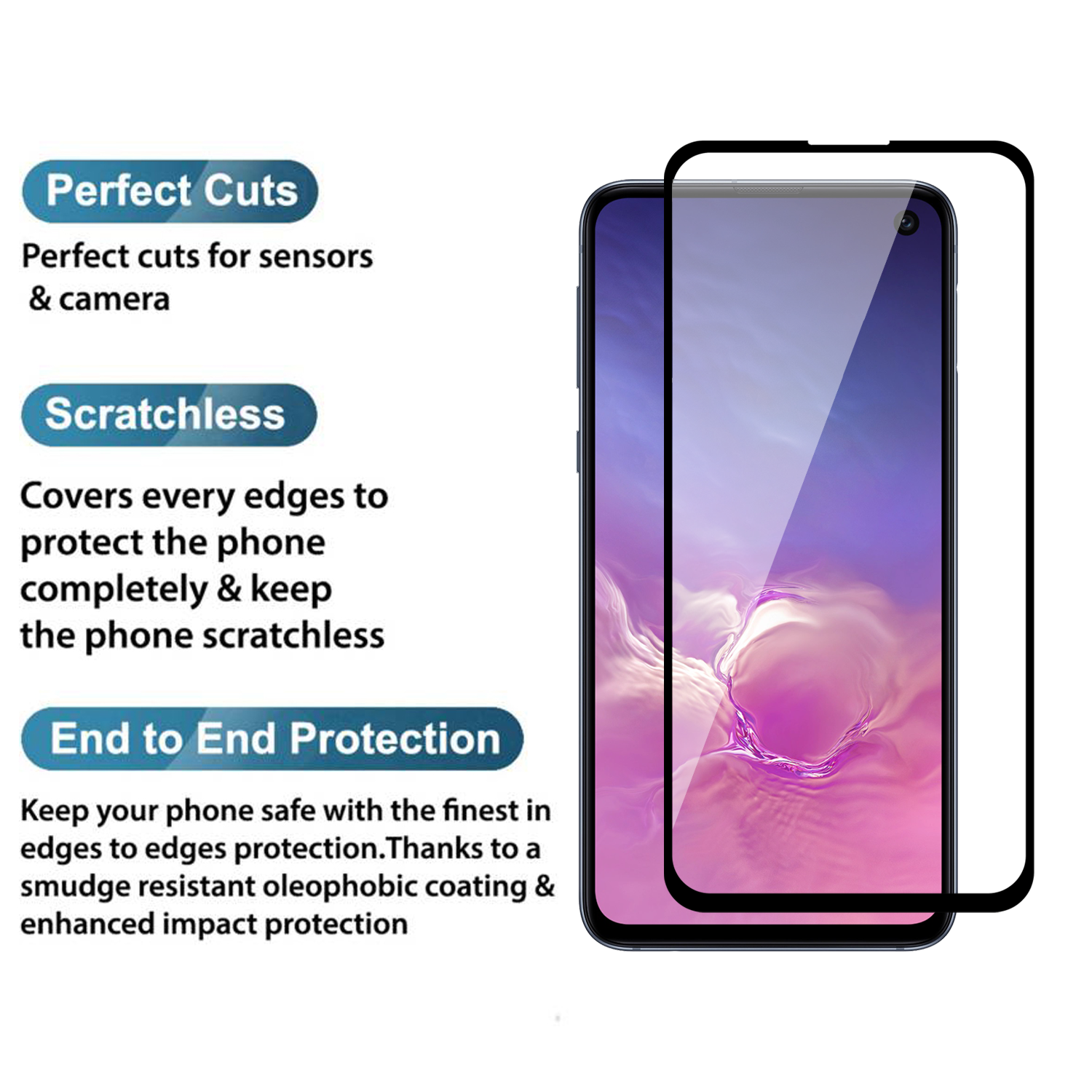 Tempered Glass for Samsung Galaxy S10e (Black) Edge to Edge , Pack of 1