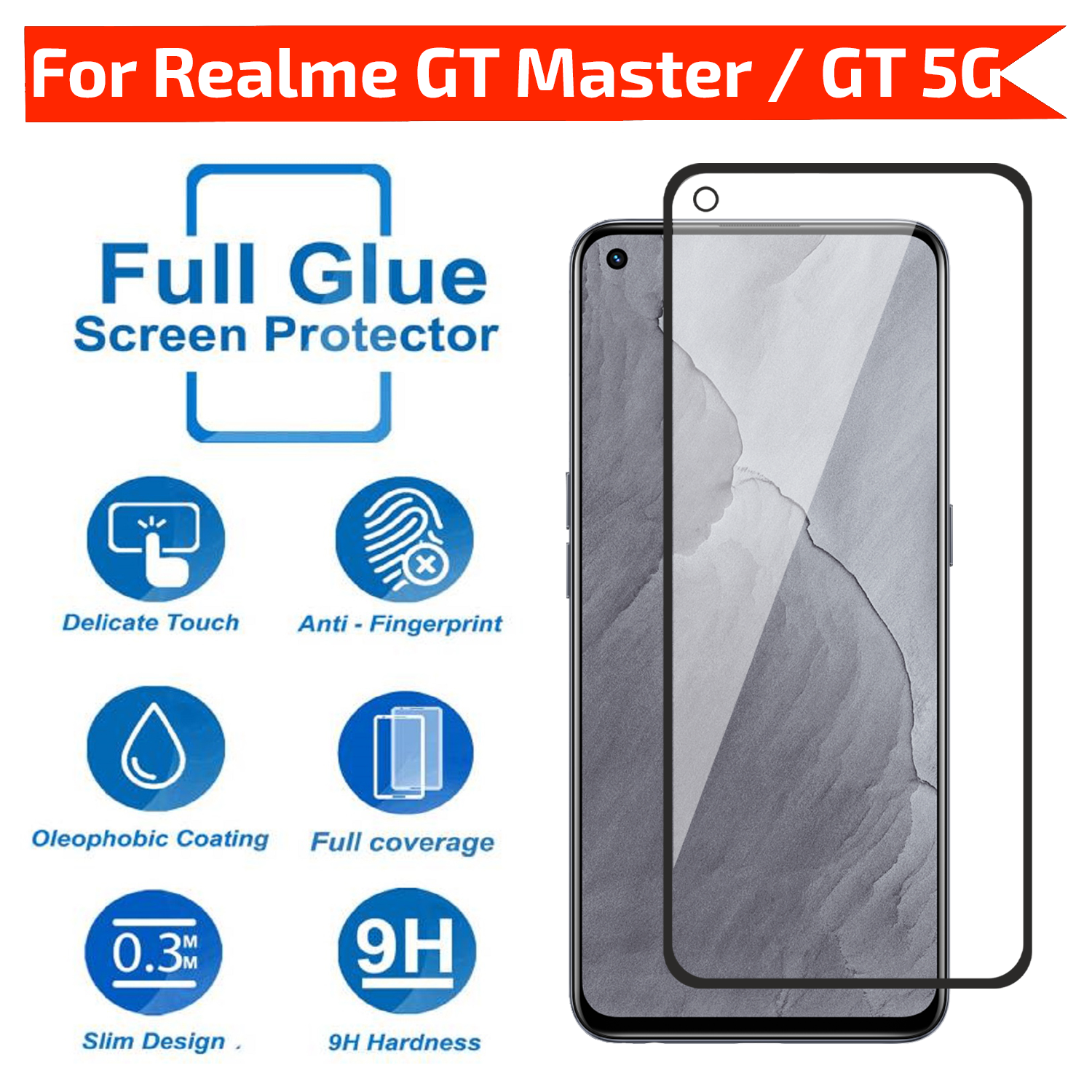 Tempered Glass for Realme GT Master Edition / Realme GT 5G / Realme X7 Max 5G (Black) Edge to Edge , Pack of 1
