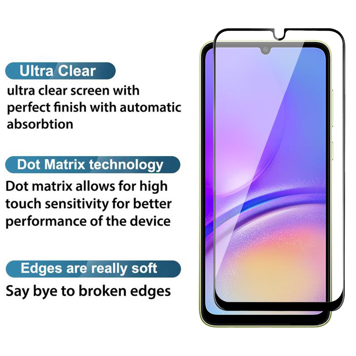 Tempered Glass for Samsung Galaxy A05s (Black) Edge to Edge , Pack of 1