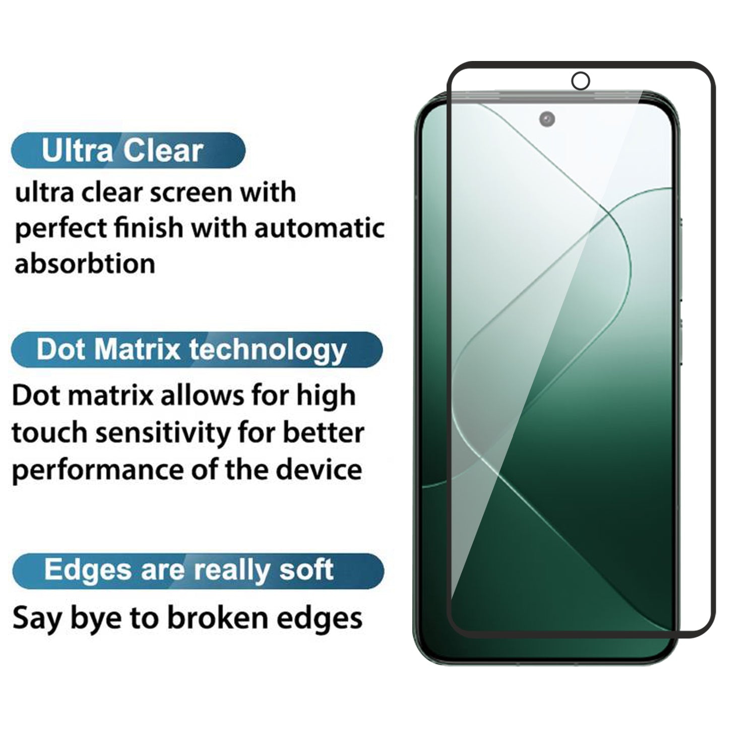 Tempered Glass for Xiaomi MI 14 (Black) Edge to Edge , Pack of 1